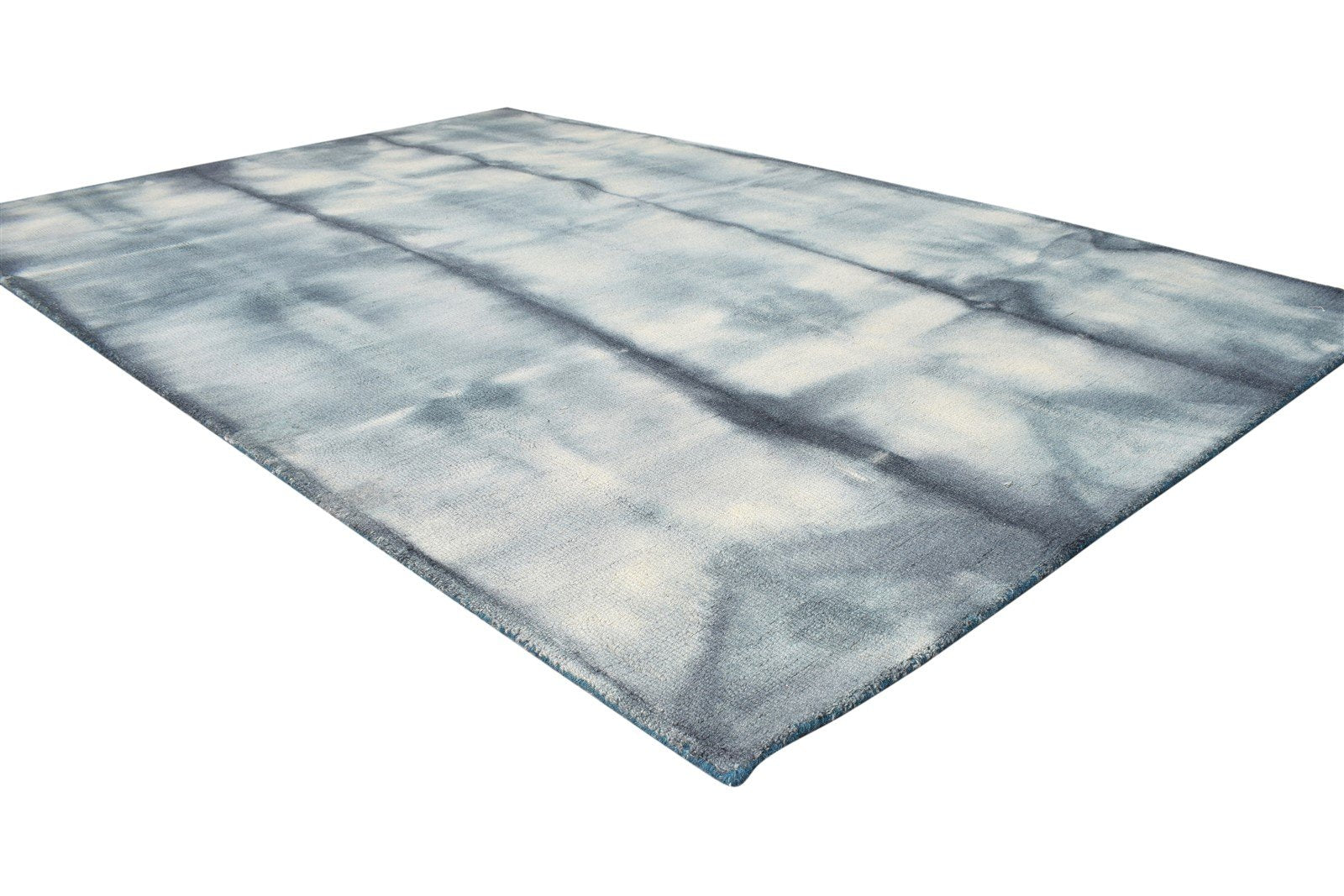 Wool Charcoal Rug 5' X 8' Modern Hand Tufted Shibori Tie Dye Room Size Carpet 