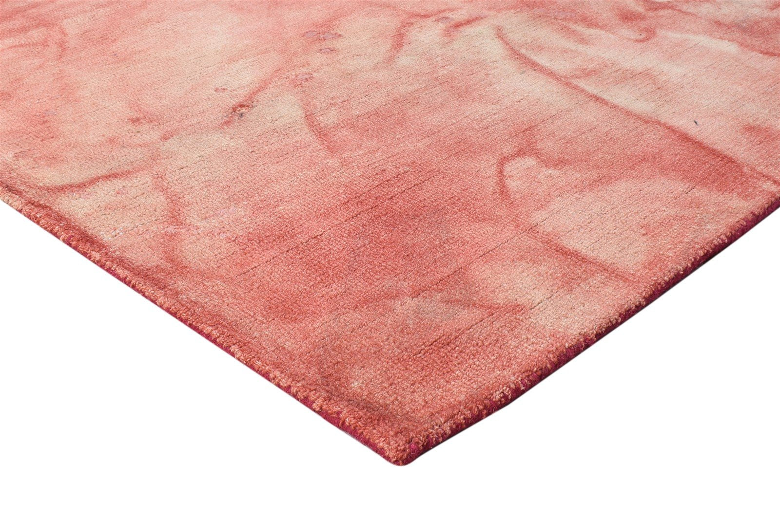 5' X 8' Rug Wool Red Modern Hand Tufted Shibori Tie Dye Room Size Carpet 