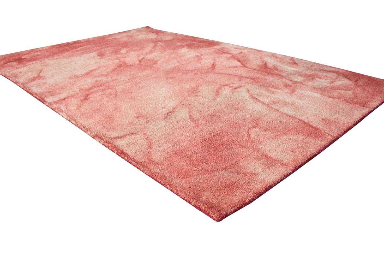 5' X 8' Rug Wool Red Modern Hand Tufted Shibori Tie Dye Room Size Carpet 