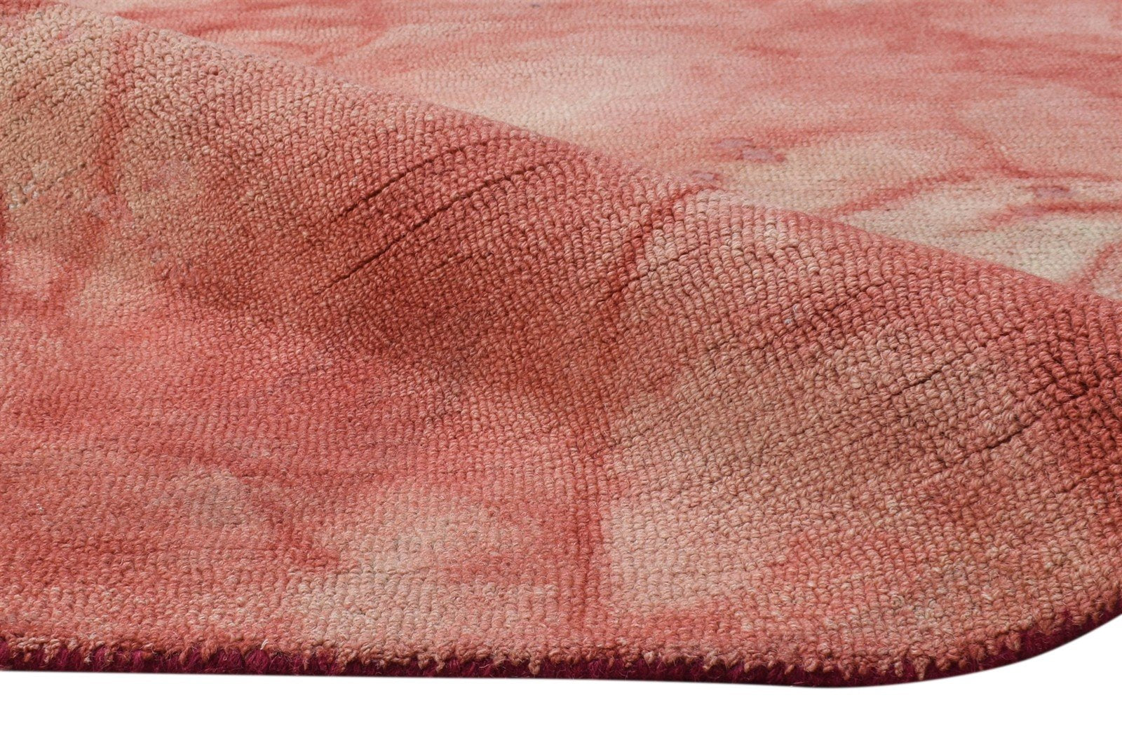 5' X 8' Rug Wool Red Modern Hand Tufted Shibori Tie Dye Room Size Carpet 