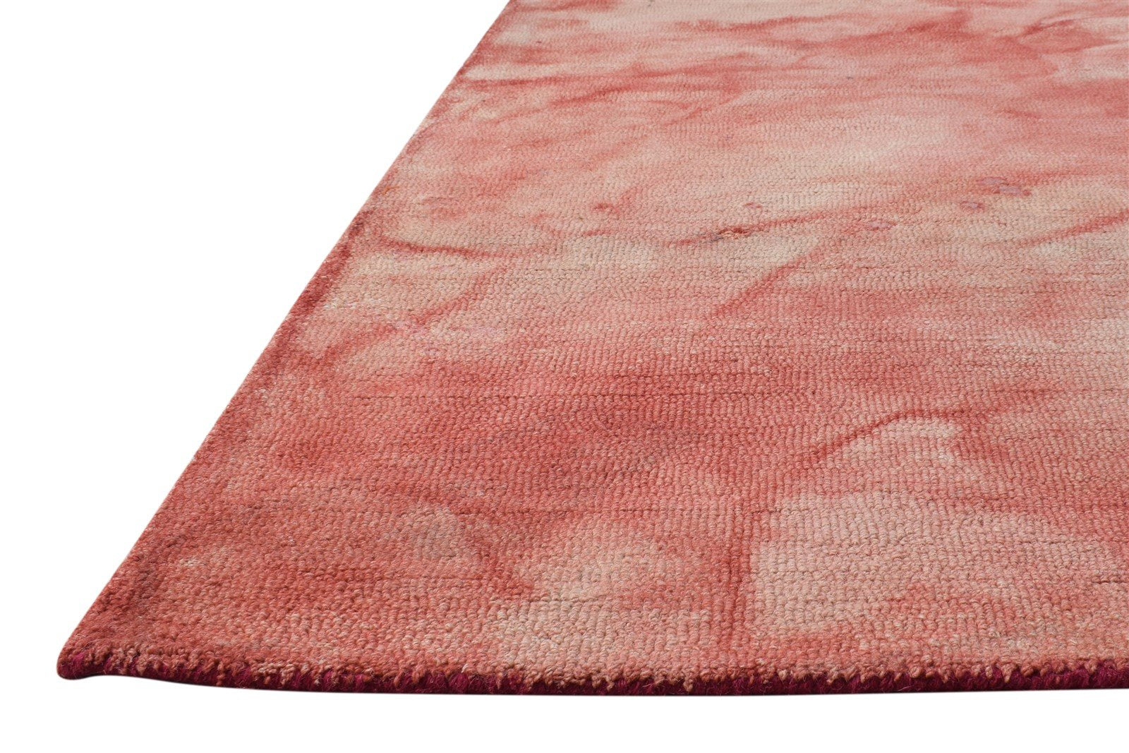 5' X 8' Rug Wool Red Modern Hand Tufted Shibori Tie Dye Room Size Carpet 