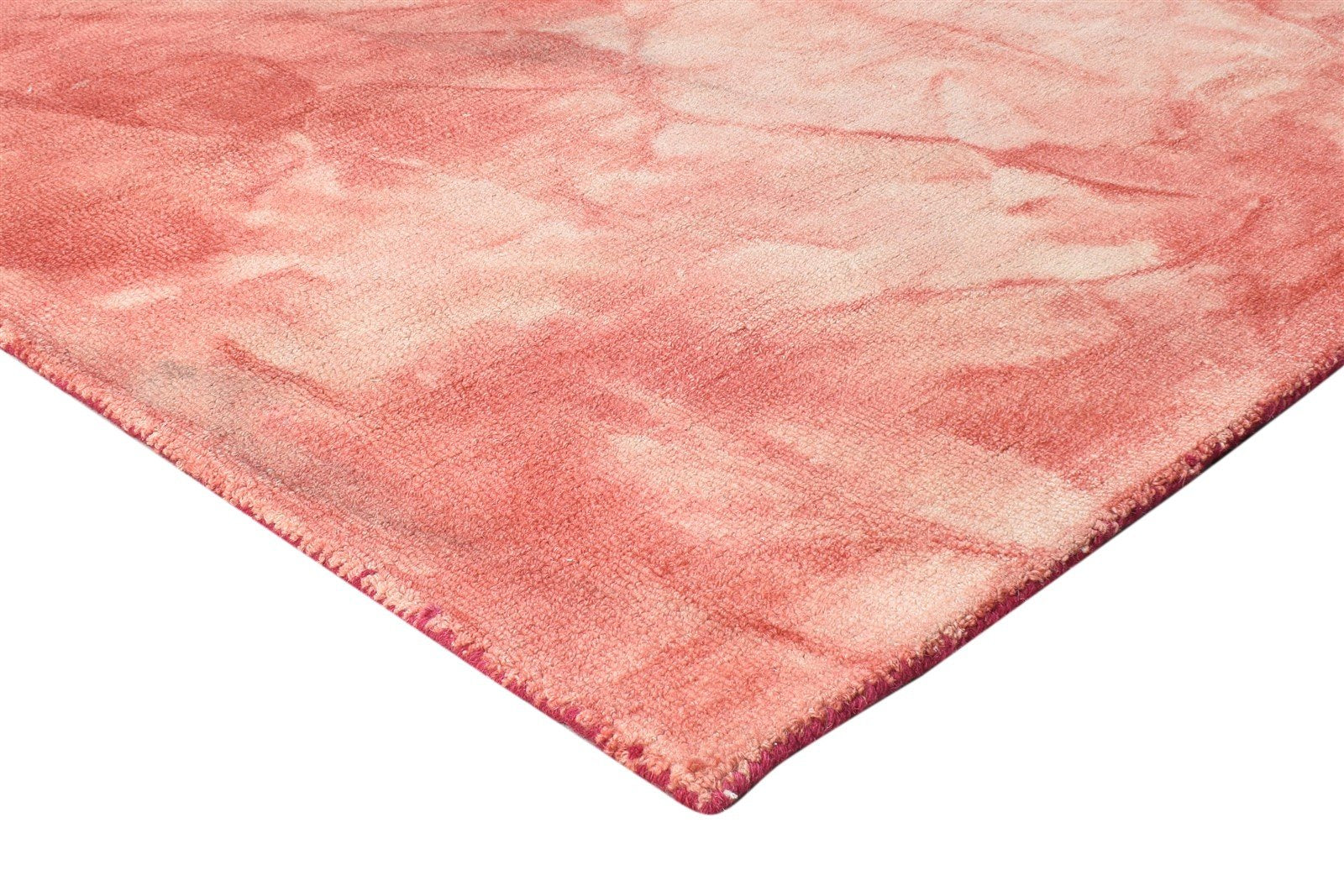 Hand Tufted Red Wool Rug 5' X 8' Modern Shibori Tie Dye Room Size Carpet 