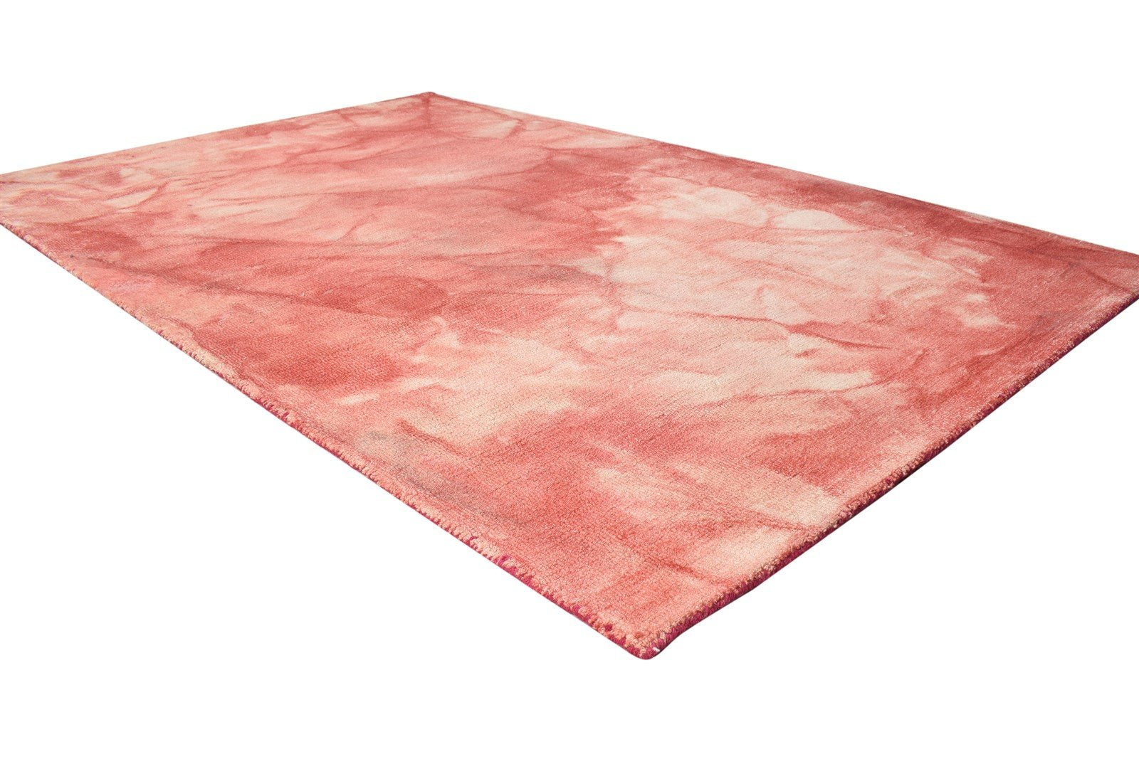 Hand Tufted Red Wool Rug 5' X 8' Modern Shibori Tie Dye Room Size Carpet 