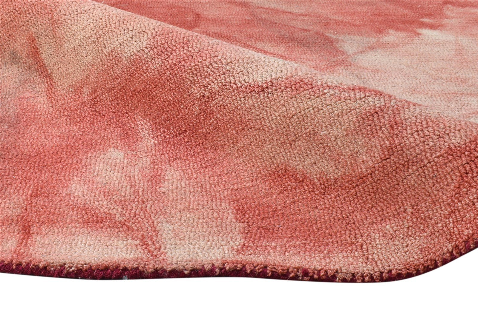 Hand Tufted Red Wool Rug 5' X 8' Modern Shibori Tie Dye Room Size Carpet 