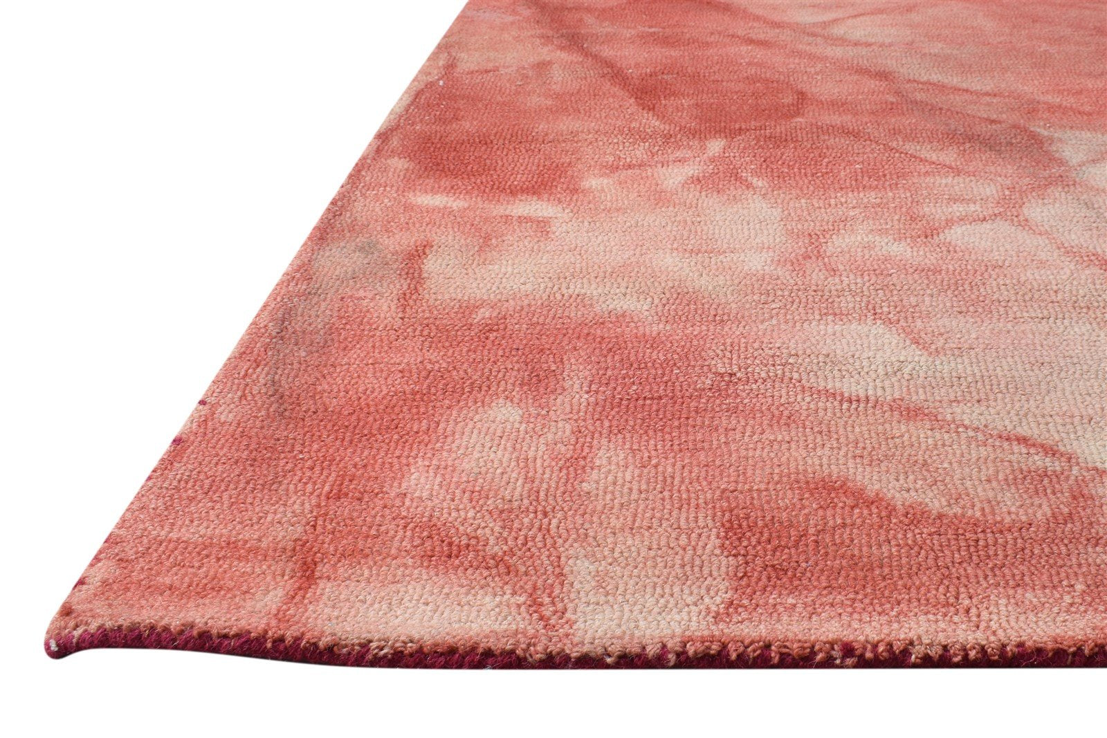 Hand Tufted Red Wool Rug 5' X 8' Modern Shibori Tie Dye Room Size Carpet 