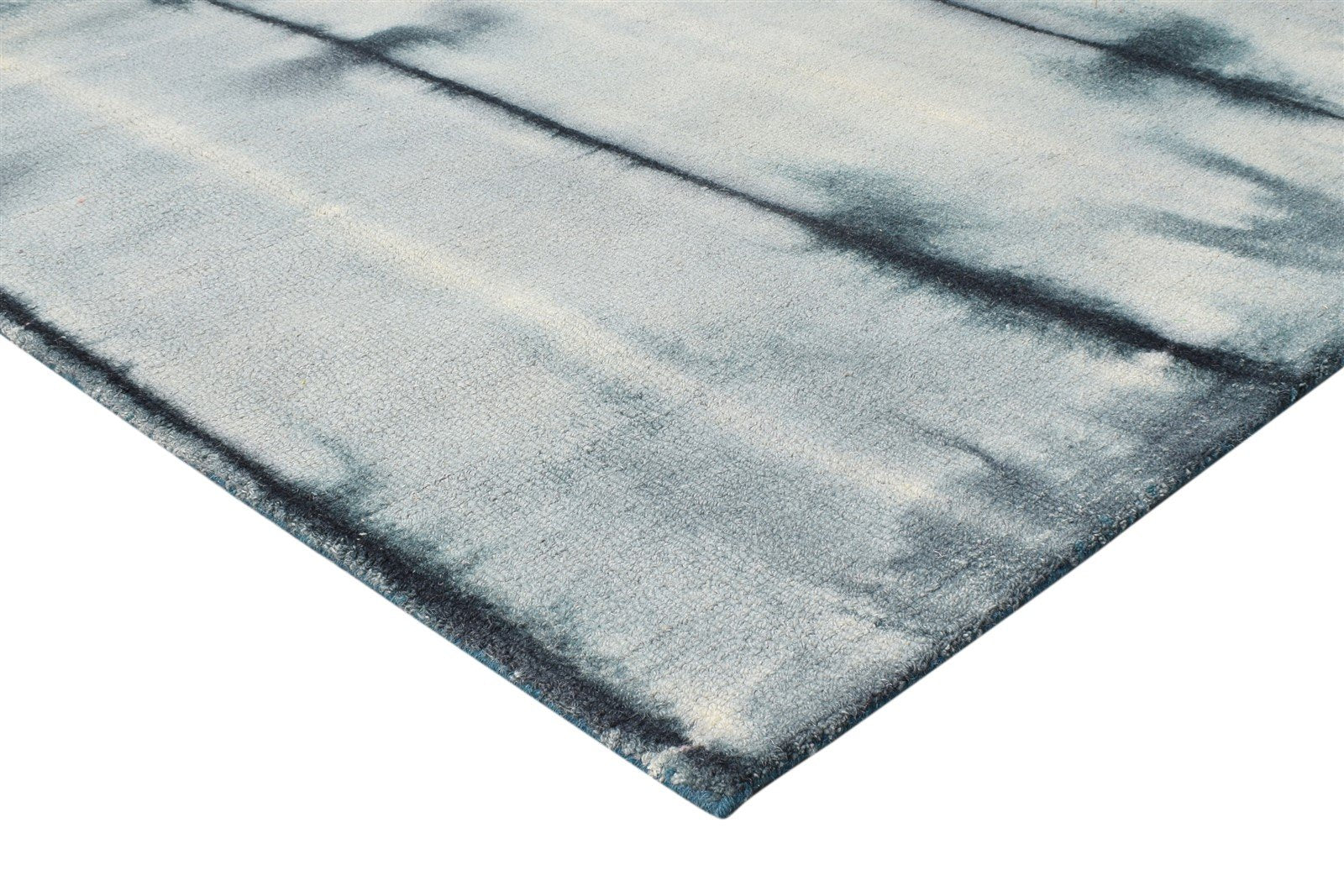 Hand Tufted Charcoal Wool Rug 5' X 8' Modern Shibori Tie Dye Room Size Carpet 