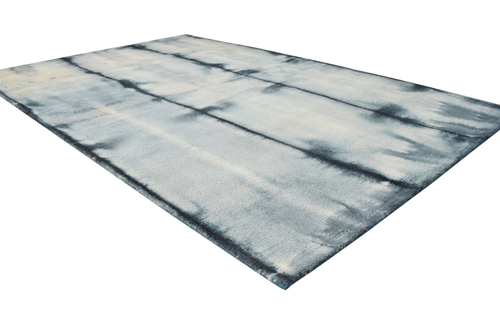 Hand Tufted Charcoal Wool Rug 5' X 8' Modern Shibori Tie Dye Room Size Carpet 