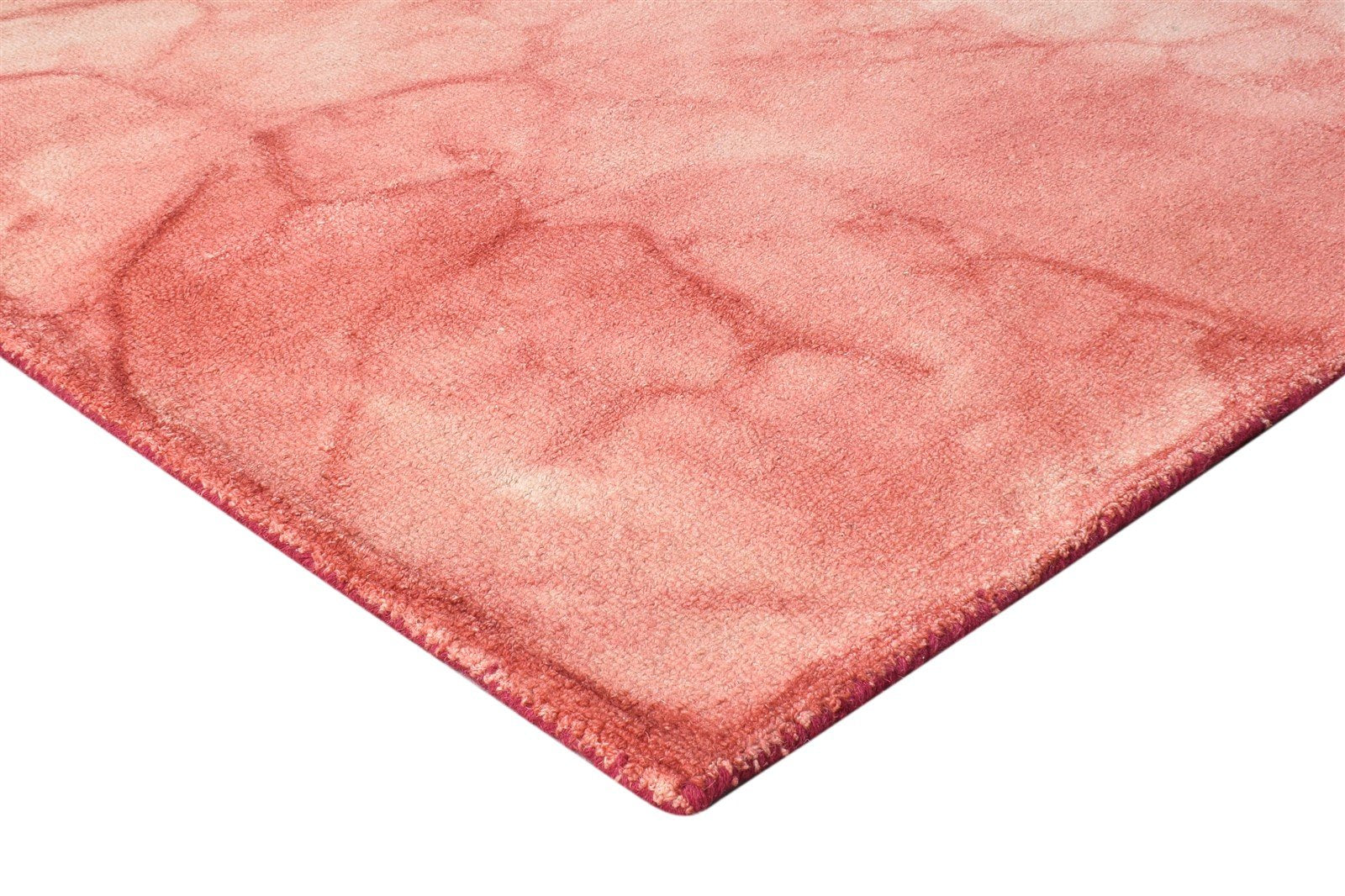 Red Wool Rug 5' X 8' Modern Hand Tufted Shibori Tie Dye Room Size Carpet 