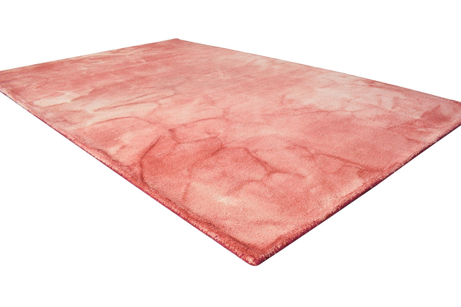 Red Wool Rug 5' X 8' Modern Hand Tufted Shibori Tie Dye Room Size Carpet 