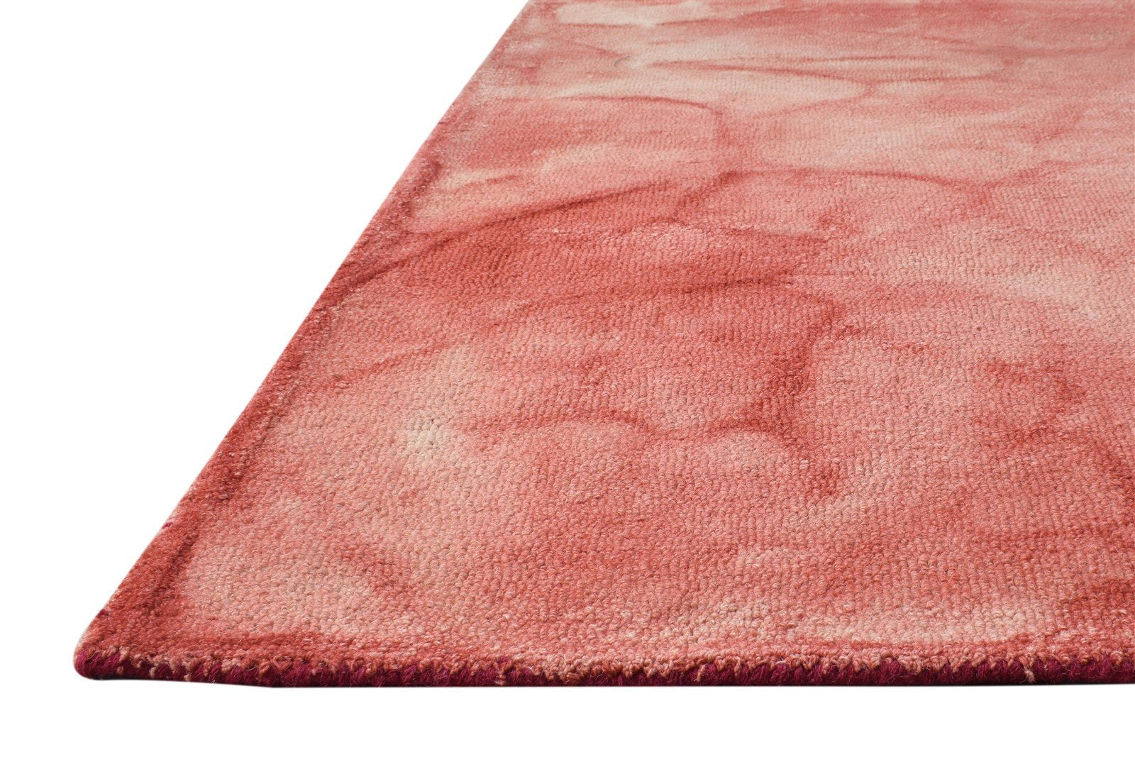 Red Wool Rug 5' X 8' Modern Hand Tufted Shibori Tie Dye Room Size Carpet 