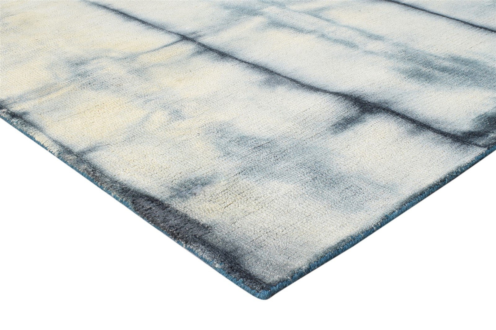 Wool Charcoal Rug 5' X 8' Modern Hand Tufted Shibori Tie Dye Room Size Carpet 