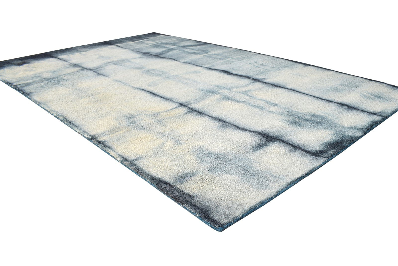 Wool Charcoal Rug 5' X 8' Modern Hand Tufted Shibori Tie Dye Room Size Carpet 