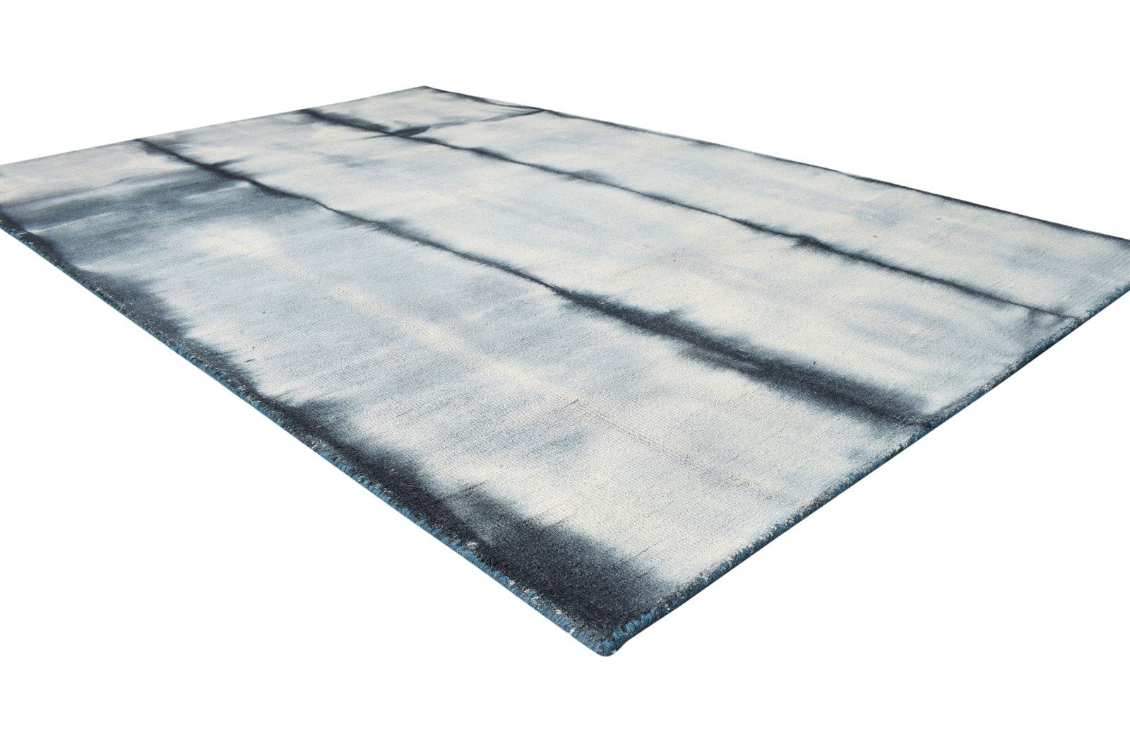 Hand Tufted Charcoal Wool Rug 5' X 8' Modern Shibori Tie Dye Room Size Carpet 