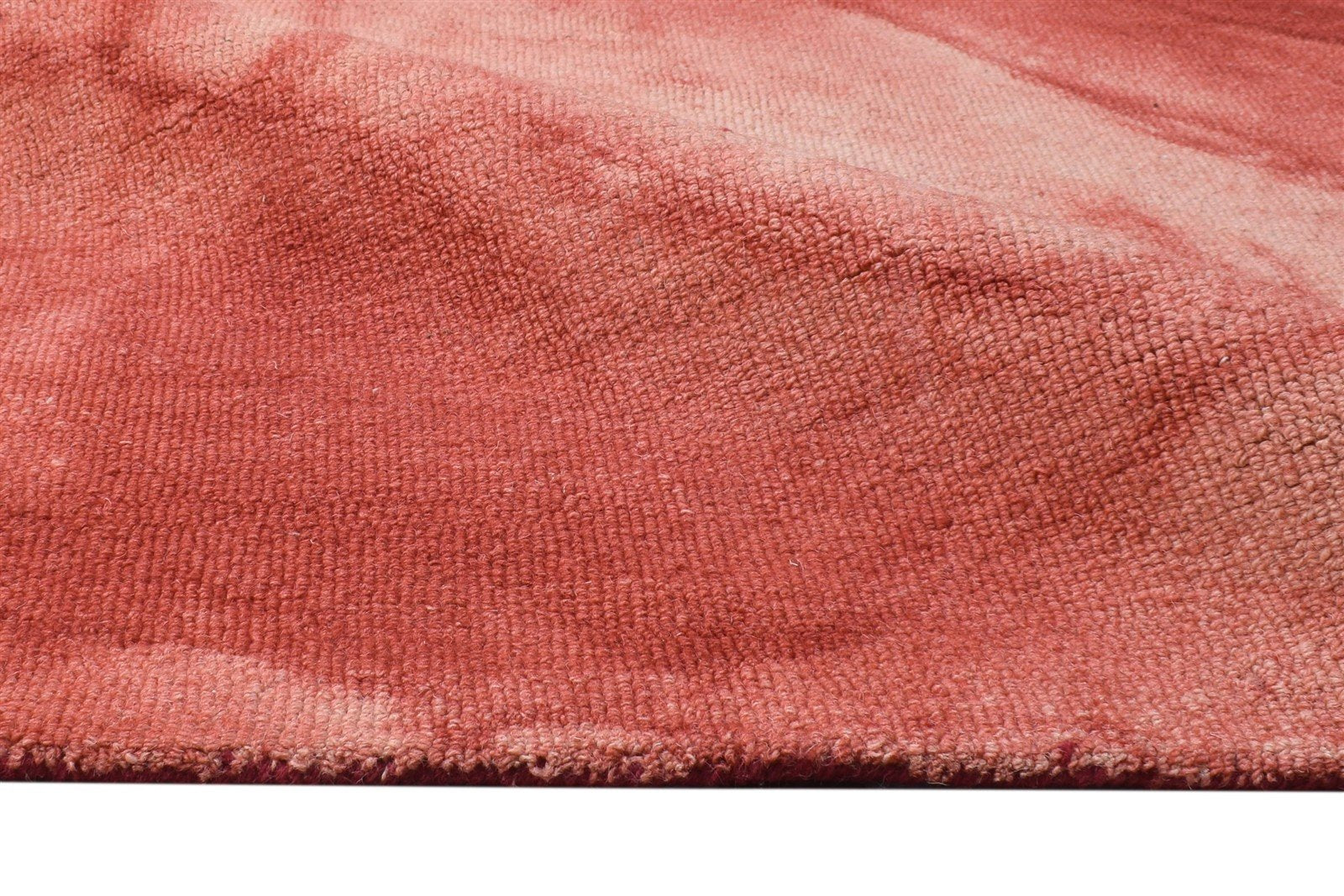 Red Wool Rug 5' X 8' Modern Hand Tufted Shibori Tie Dye Room Size Carpet 