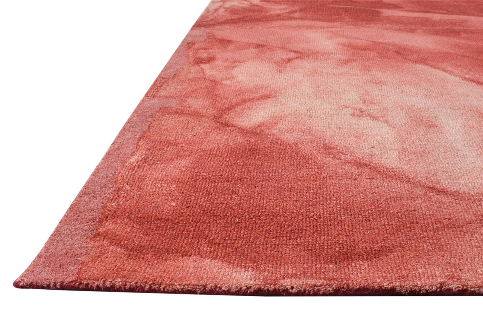 Red Wool Rug 5' X 8' Modern Hand Tufted Shibori Tie Dye Room Size Carpet 