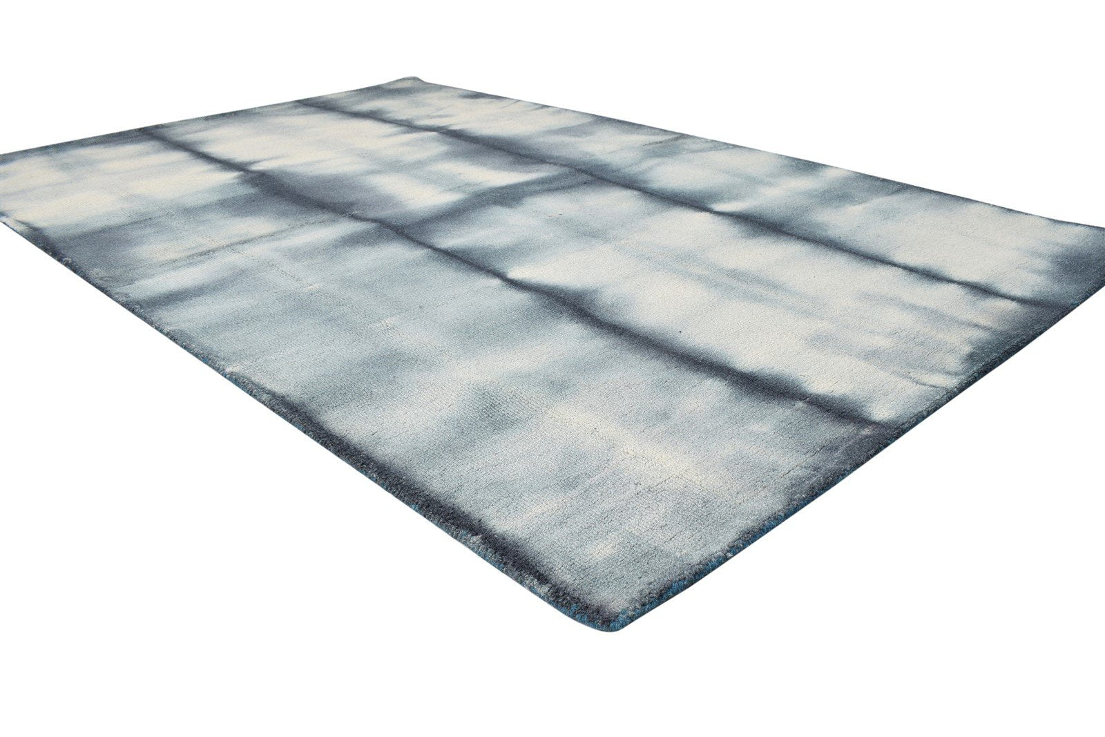 Wool Charcoal Rug 5' X 8' Modern Hand Tufted Shibori Tie Dye Room Size Carpet 