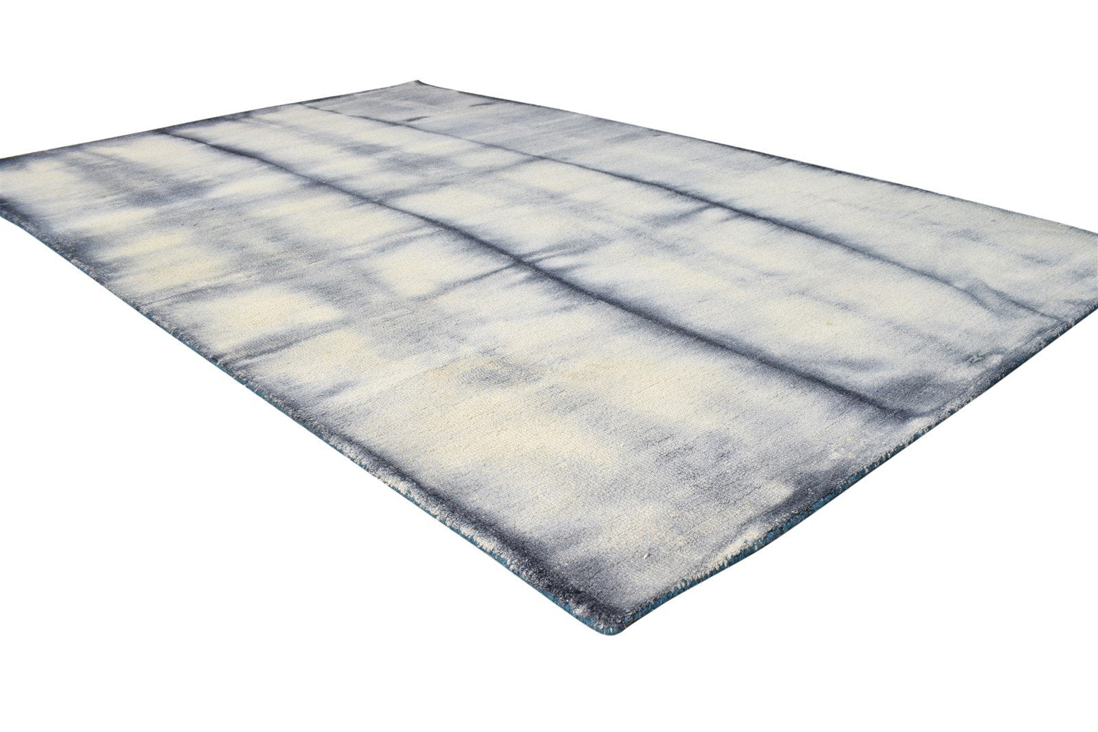 Hand Tufted Charcoal Wool Rug 5' X 8' Modern Shibori Tie Dye Room Size Carpet 