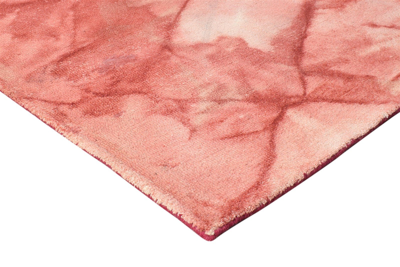 Red Wool Rug 5' X 8' Modern Hand Tufted Shibori Tie Dye Room Size Carpet  Area Rug 