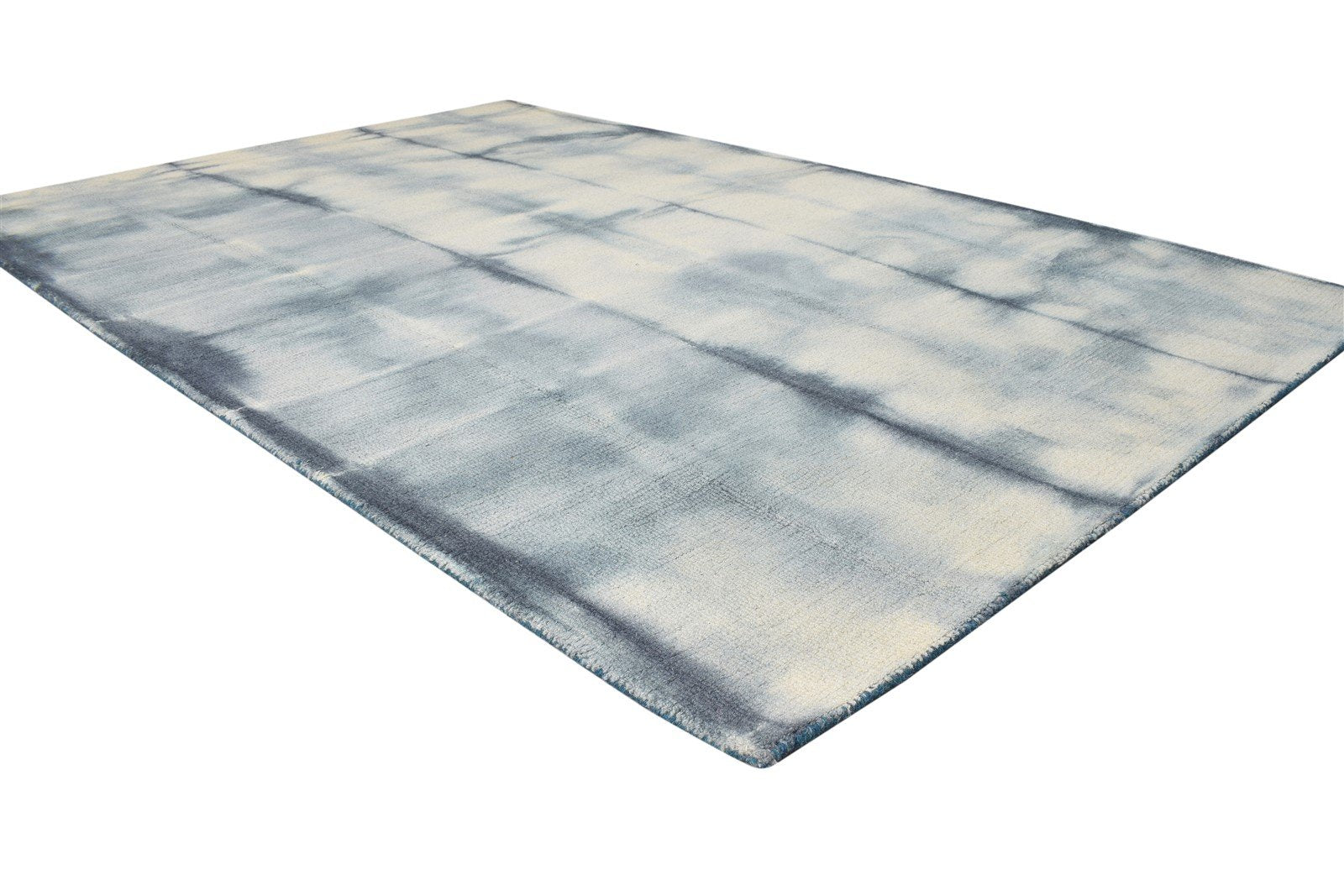 Wool Grey Rug 5' X 8' Modern Hand Tufted Shibori Tie Dye Room Size Carpet 