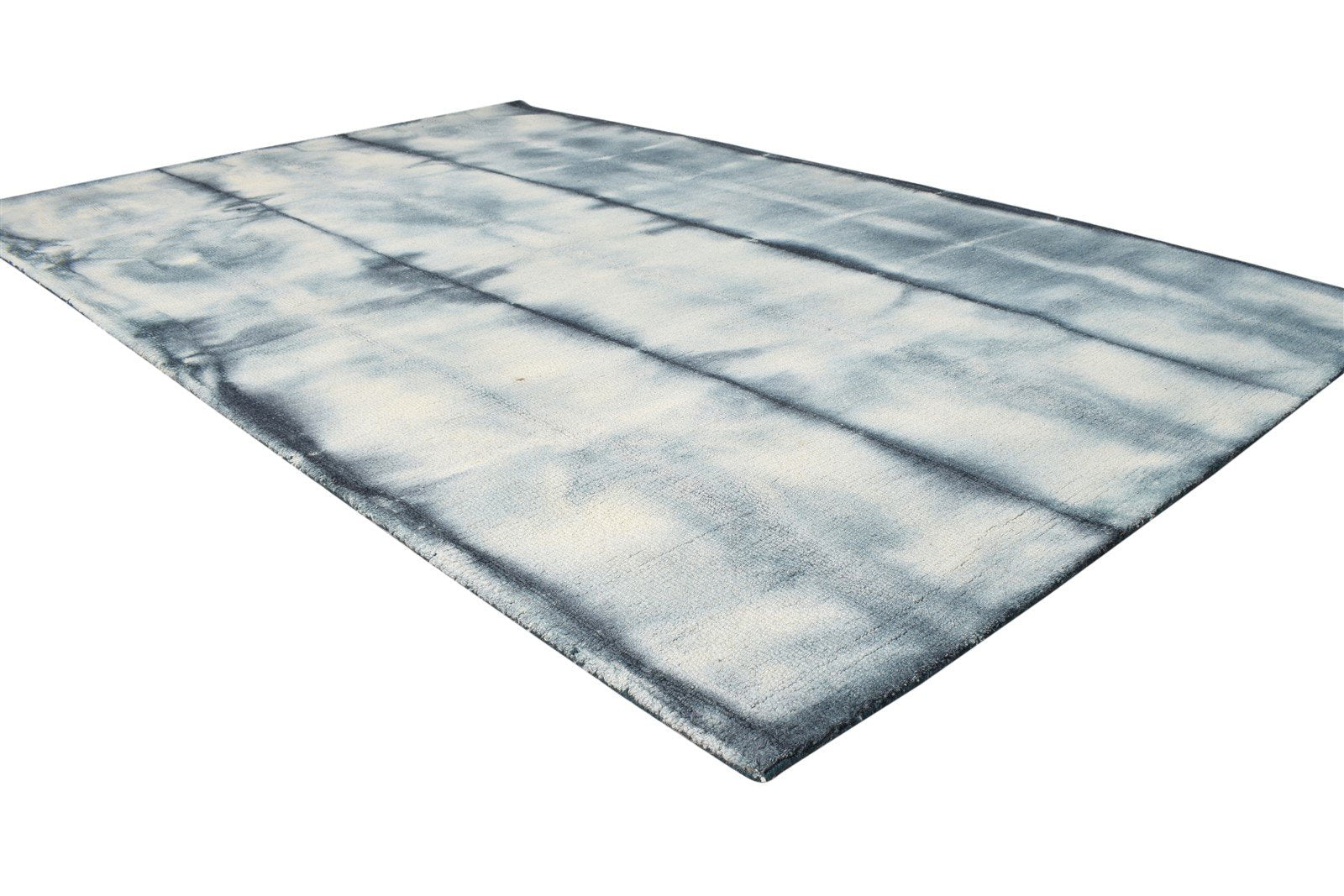 5' X 8' Rug Wool Grey Modern Hand Tufted Shibori Tie Dye Room Size Carpet 