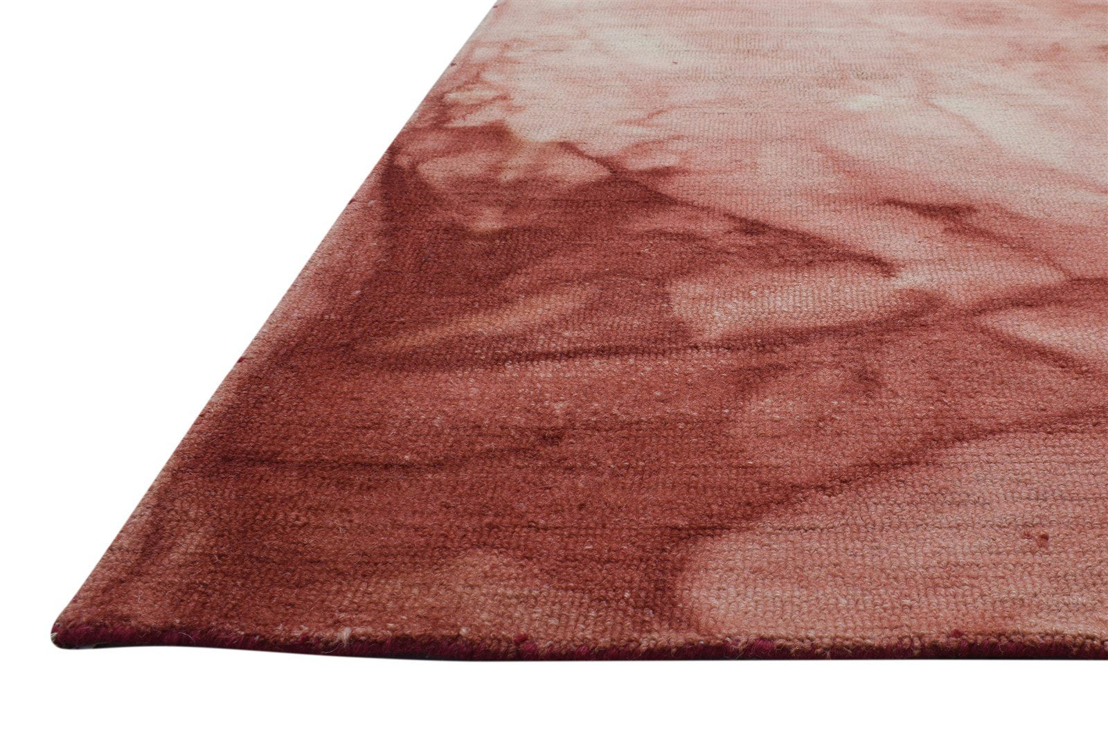 Hand Tufted Red Wool Rug 5' X 8' Modern Shibori Tie Dye Room Size Carpet 