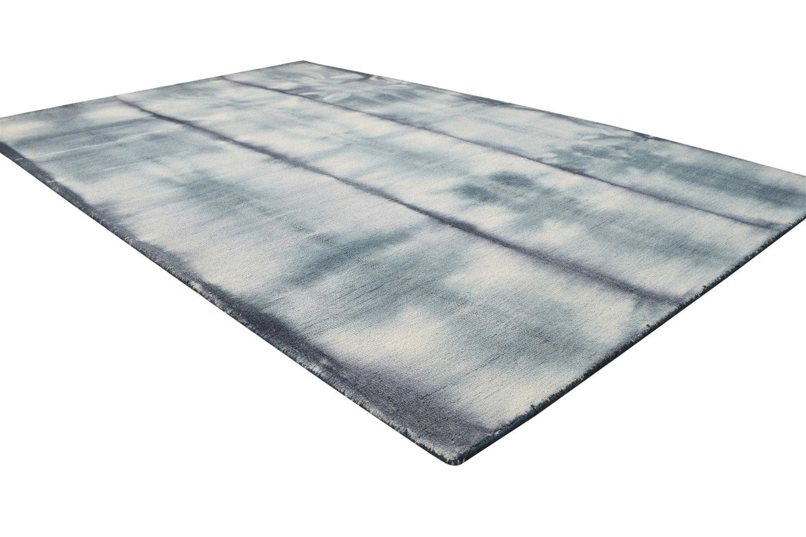 Charcoal Wool Rug 5' X 8' Modern Hand Tufted Shibori Tie Dye Room Size Carpet 