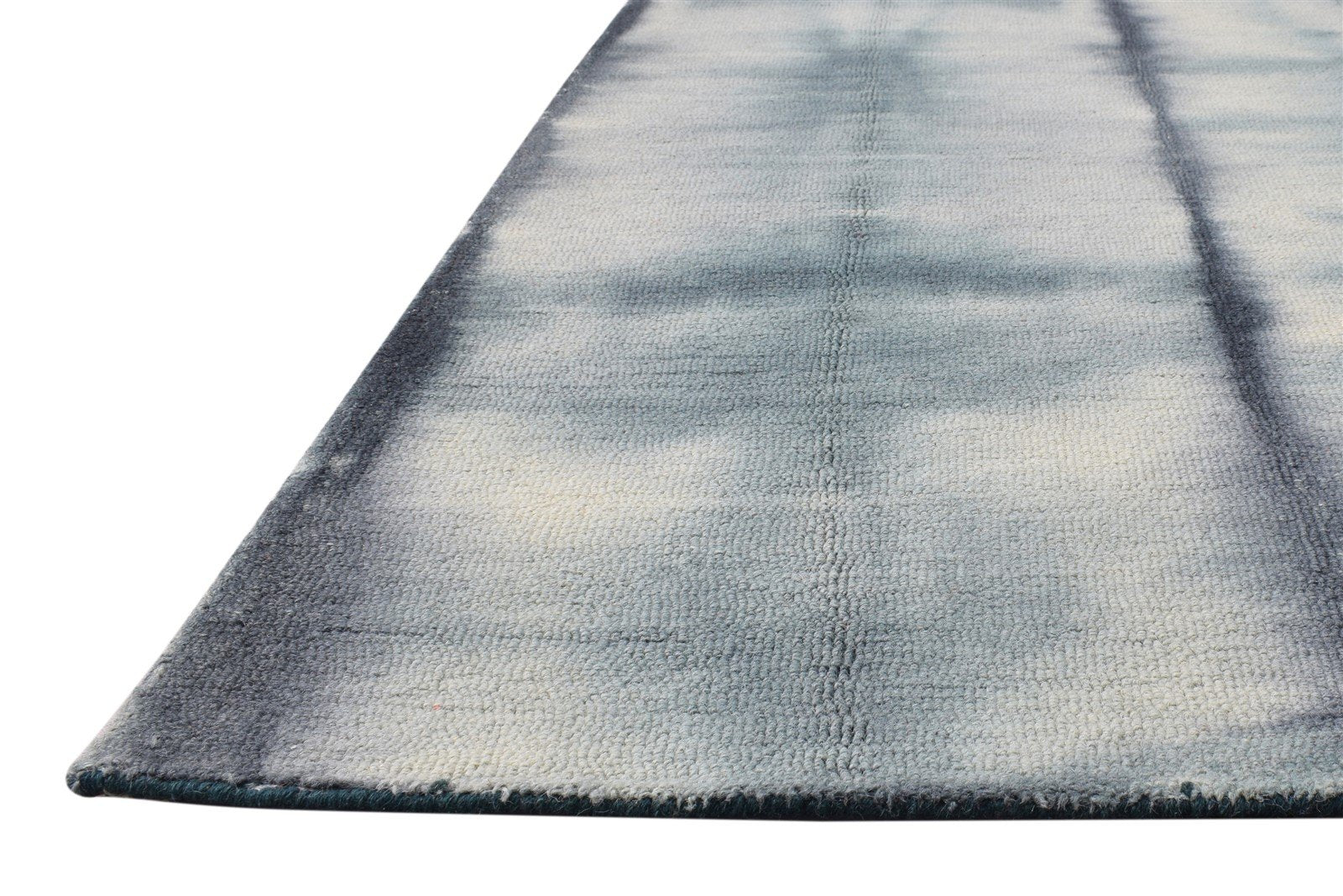 Charcoal Wool Rug 5' X 8' Modern Hand Tufted Shibori Tie Dye Room Size Carpet 