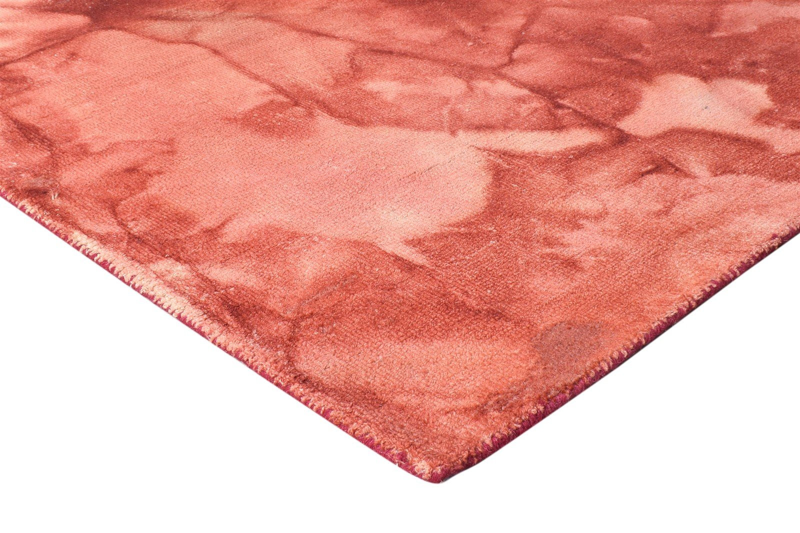 Wool Red Rug 5' X 8' Modern Hand Tufted Shibori Tie Dye Room Size Carpet 