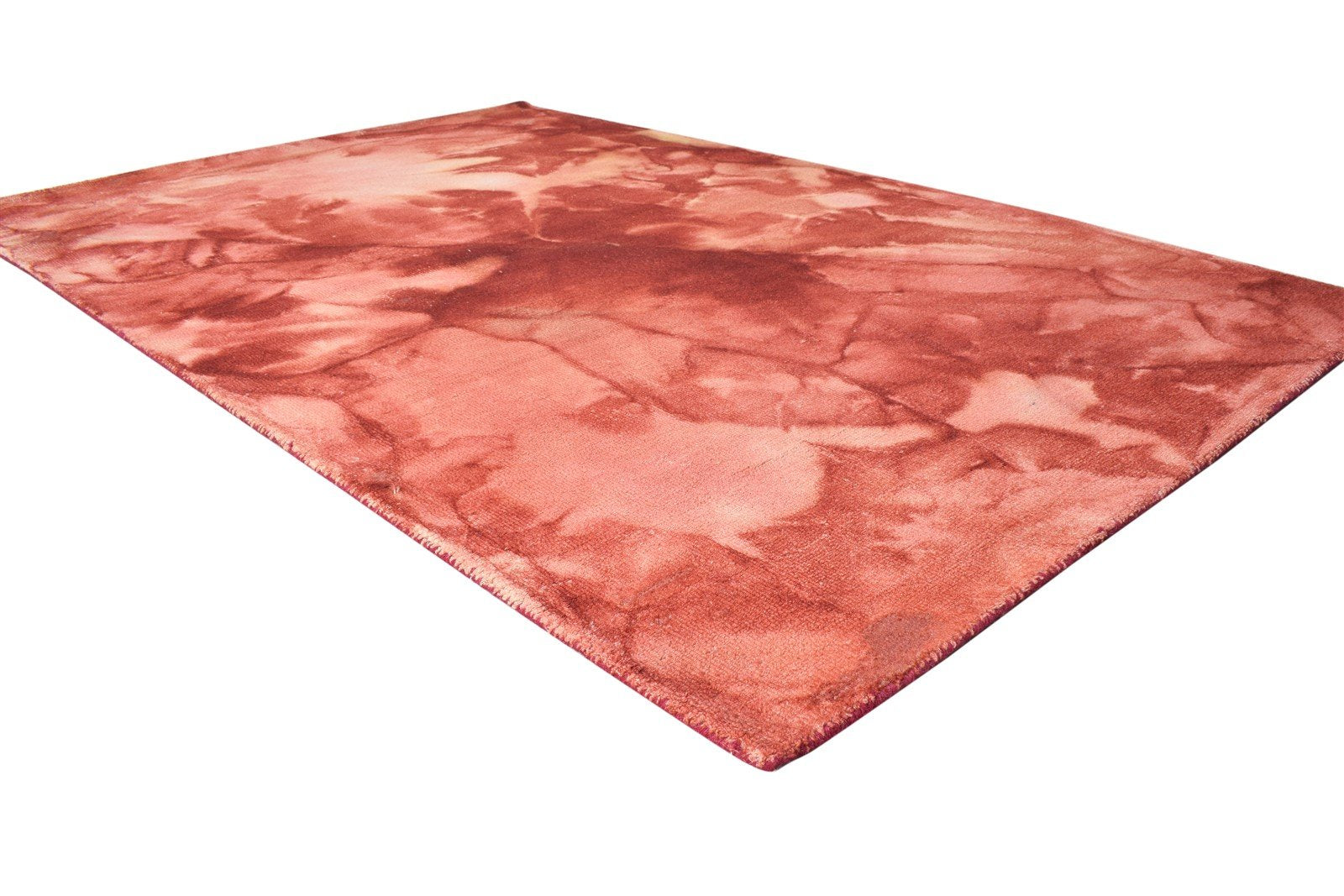 Wool Red Rug 5' X 8' Modern Hand Tufted Shibori Tie Dye Room Size Carpet 