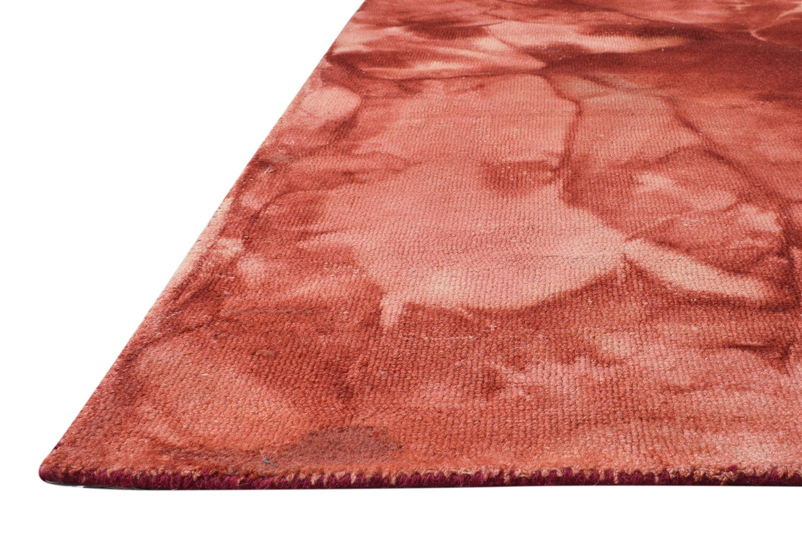 Wool Red Rug 5' X 8' Modern Hand Tufted Shibori Tie Dye Room Size Carpet 