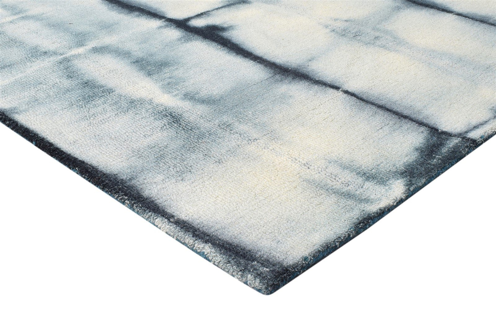 5' X 8' Rug Wool Grey Modern Hand Tufted Shibori Tie Dye Room Size Carpet 