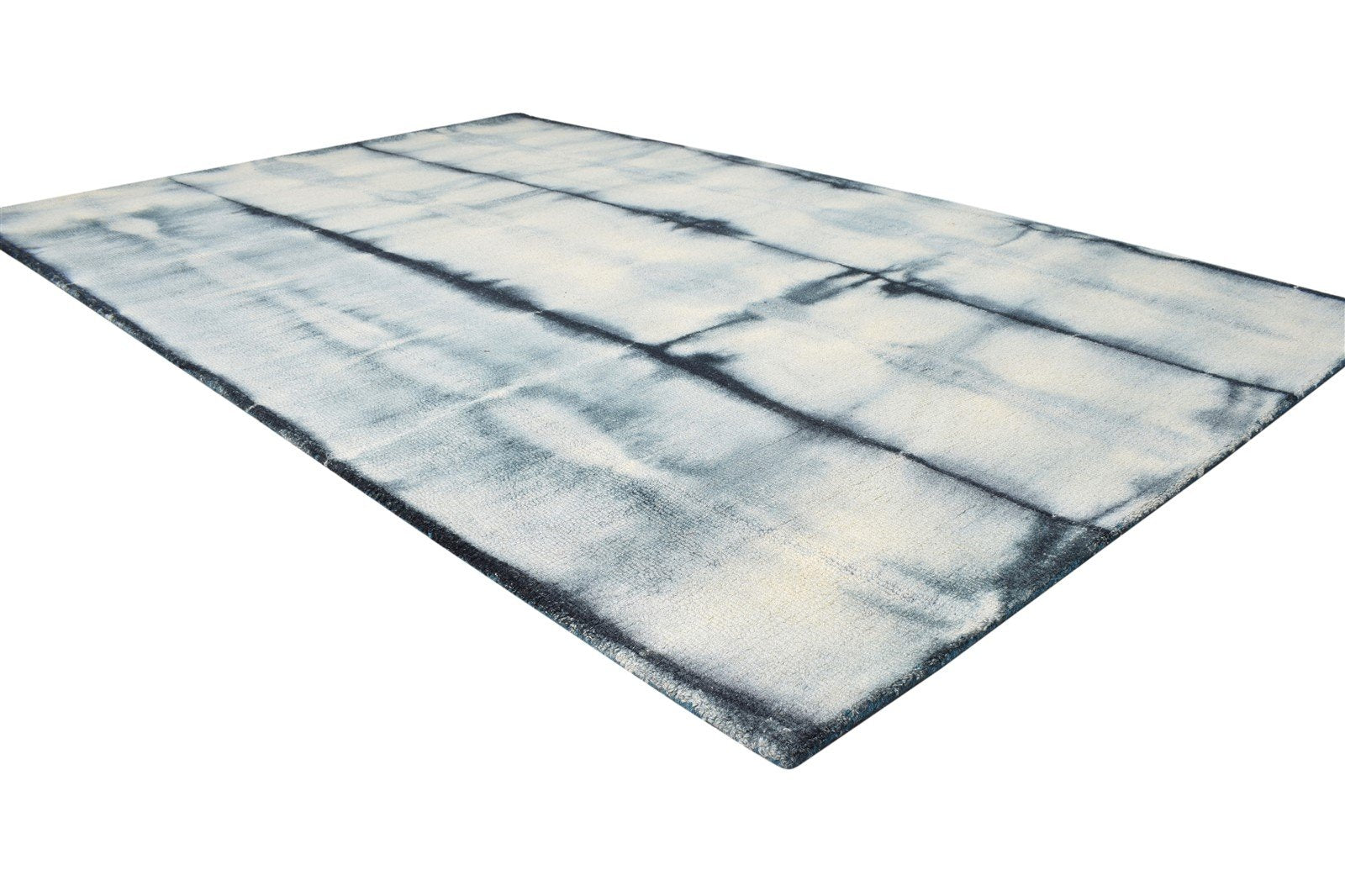 5' X 8' Rug Wool Grey Modern Hand Tufted Shibori Tie Dye Room Size Carpet 