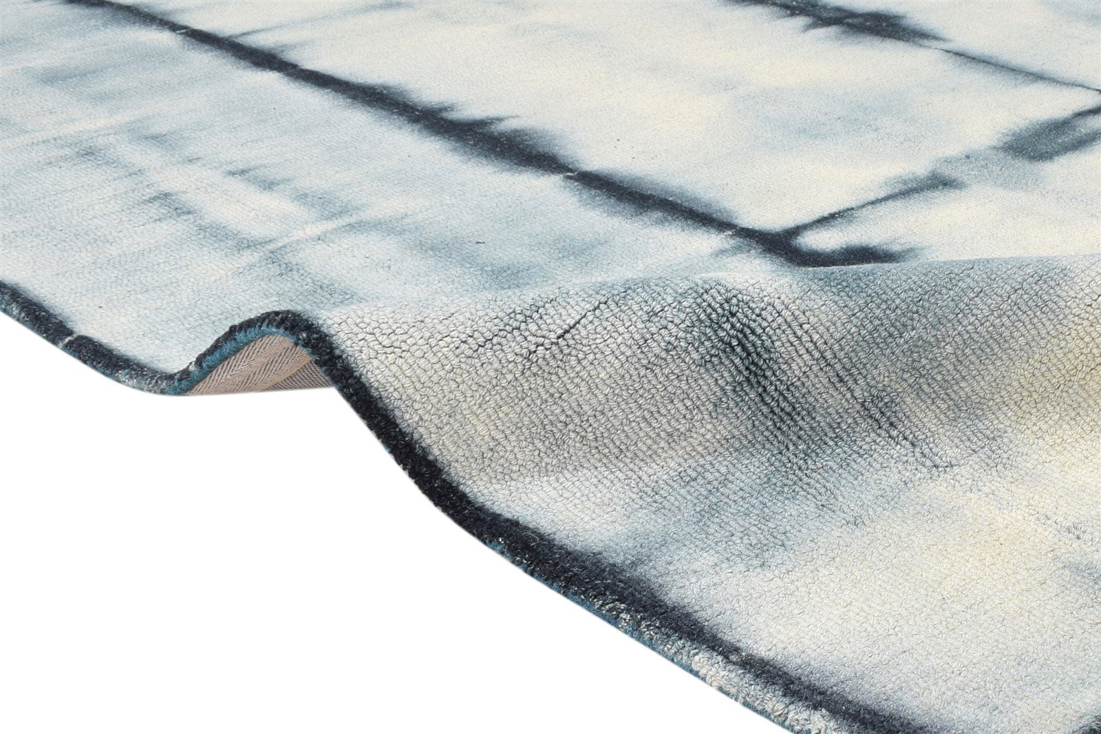 5' X 8' Rug Wool Grey Modern Hand Tufted Shibori Tie Dye Room Size Carpet 