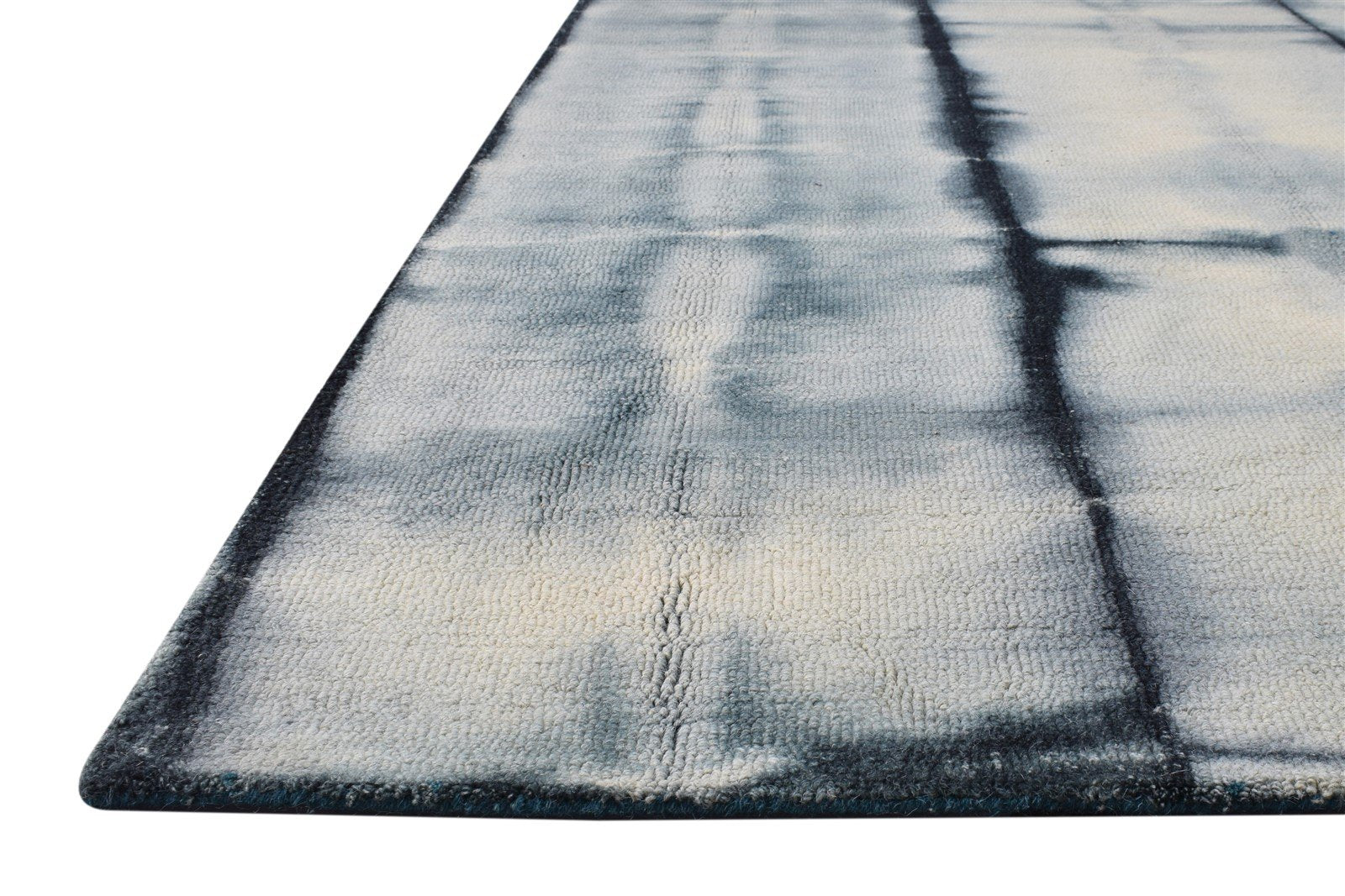 5' X 8' Rug Wool Grey Modern Hand Tufted Shibori Tie Dye Room Size Carpet 