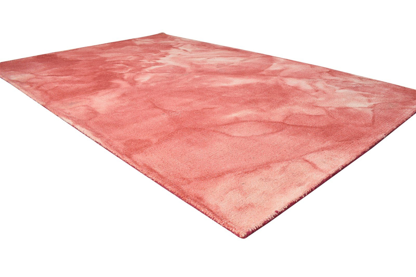 Hand Tufted Red Wool Rug 5' X 8' Modern Shibori Tie Dye Room Size Carpet 