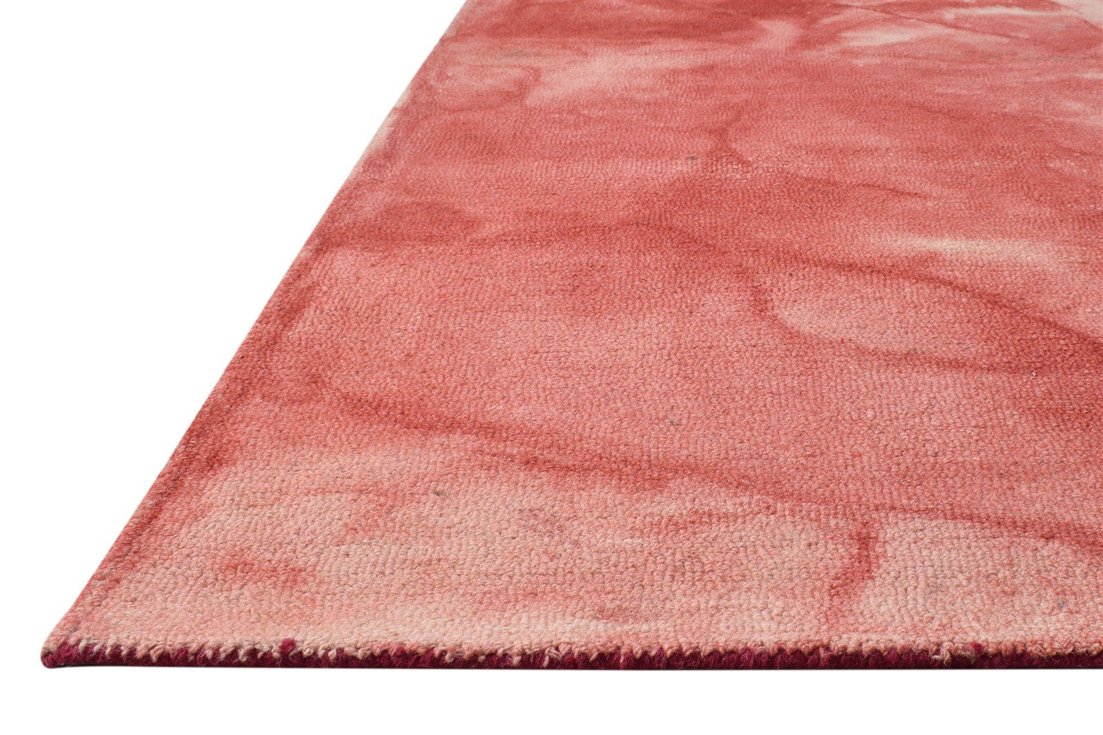 Hand Tufted Red Wool Rug 5' X 8' Modern Shibori Tie Dye Room Size Carpet 