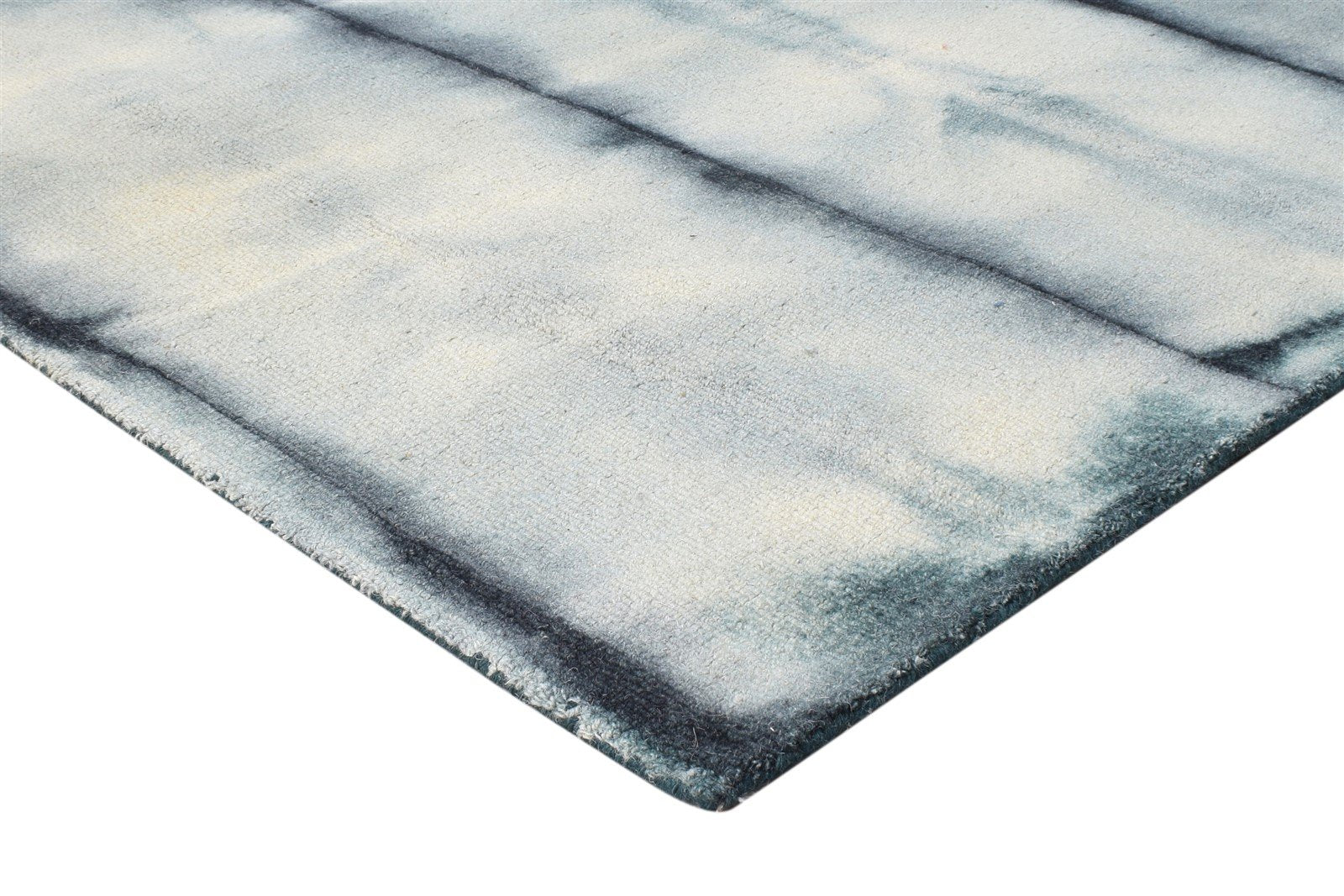 Grey Wool Rug 5' X 8' Modern Hand Tufted Shibori Tie Dye Room Size Carpet 