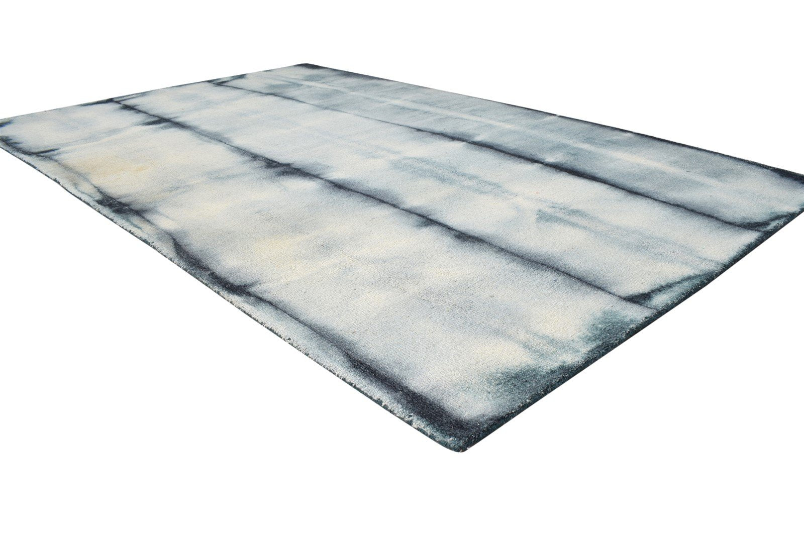 Grey Wool Rug 5' X 8' Modern Hand Tufted Shibori Tie Dye Room Size Carpet 