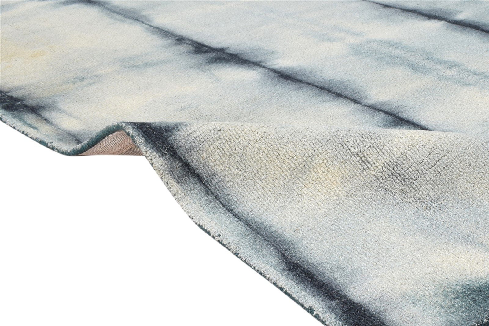 Grey Wool Rug 5' X 8' Modern Hand Tufted Shibori Tie Dye Room Size Carpet 