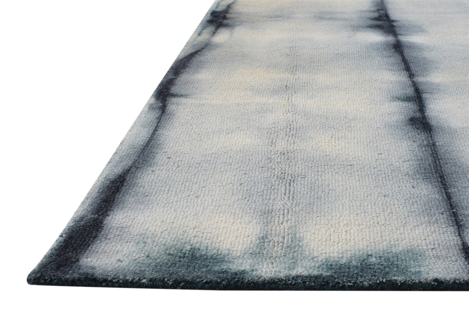 Grey Wool Rug 5' X 8' Modern Hand Tufted Shibori Tie Dye Room Size Carpet 