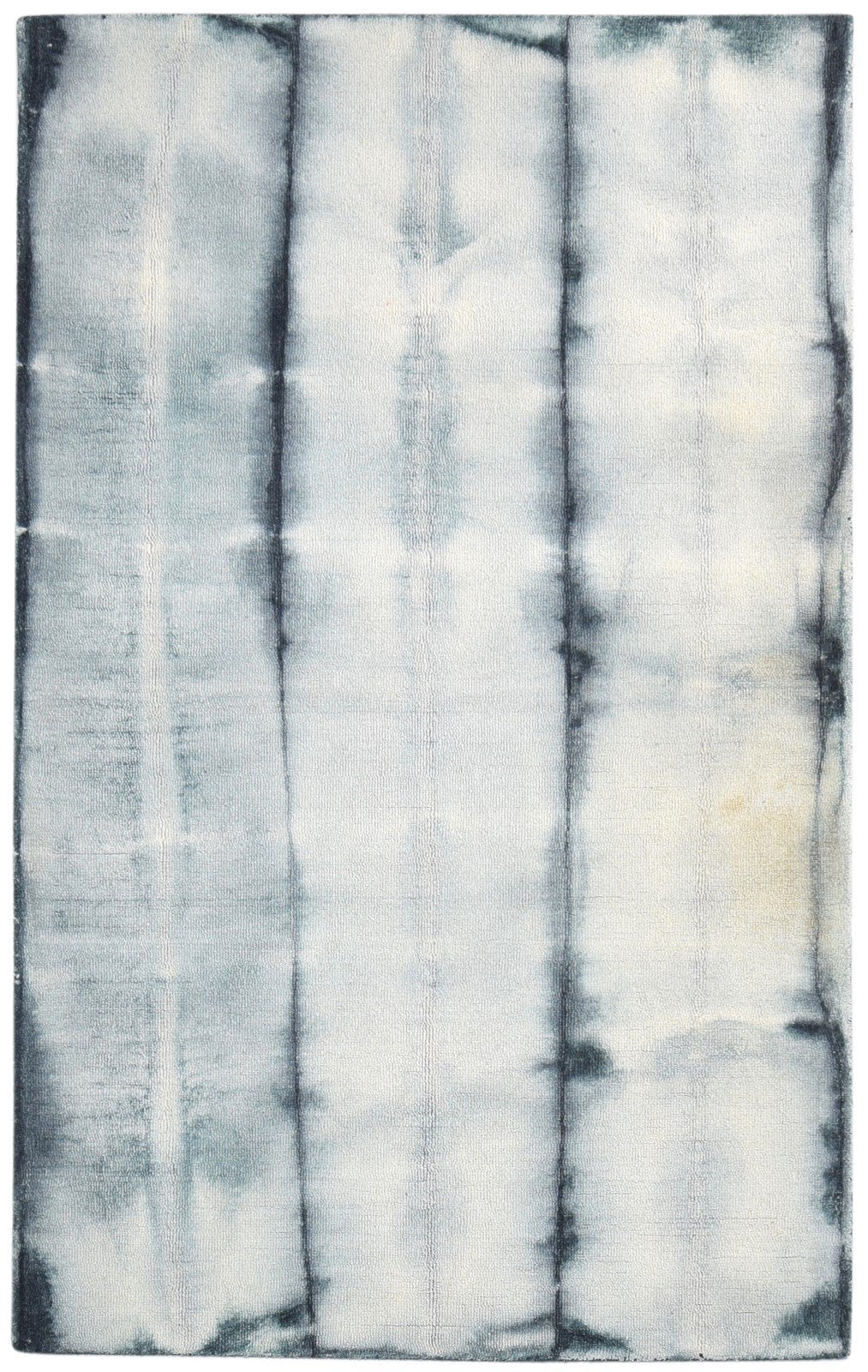 Grey Wool Rug 5' X 8' Modern Hand Tufted Shibori Tie Dye Room Size Carpet 