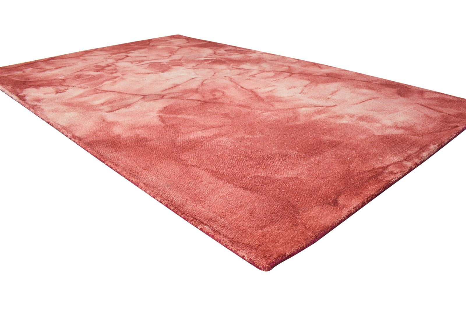 Wool Red Rug 5' X 8' Modern Hand Tufted Shibori Tie Dye Room Size Carpet 