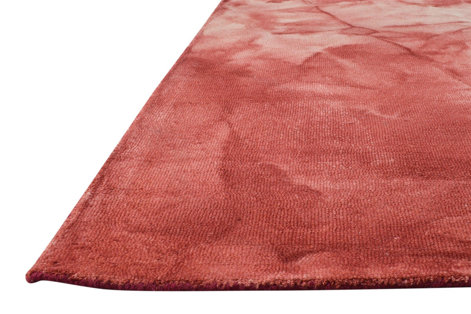 Wool Red Rug 5' X 8' Modern Hand Tufted Shibori Tie Dye Room Size Carpet 