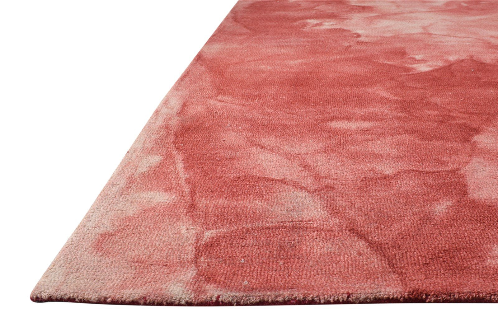 Hand Tufted Red Wool Rug 5' X 8' Modern Shibori Tie Dye Room Size Carpet 