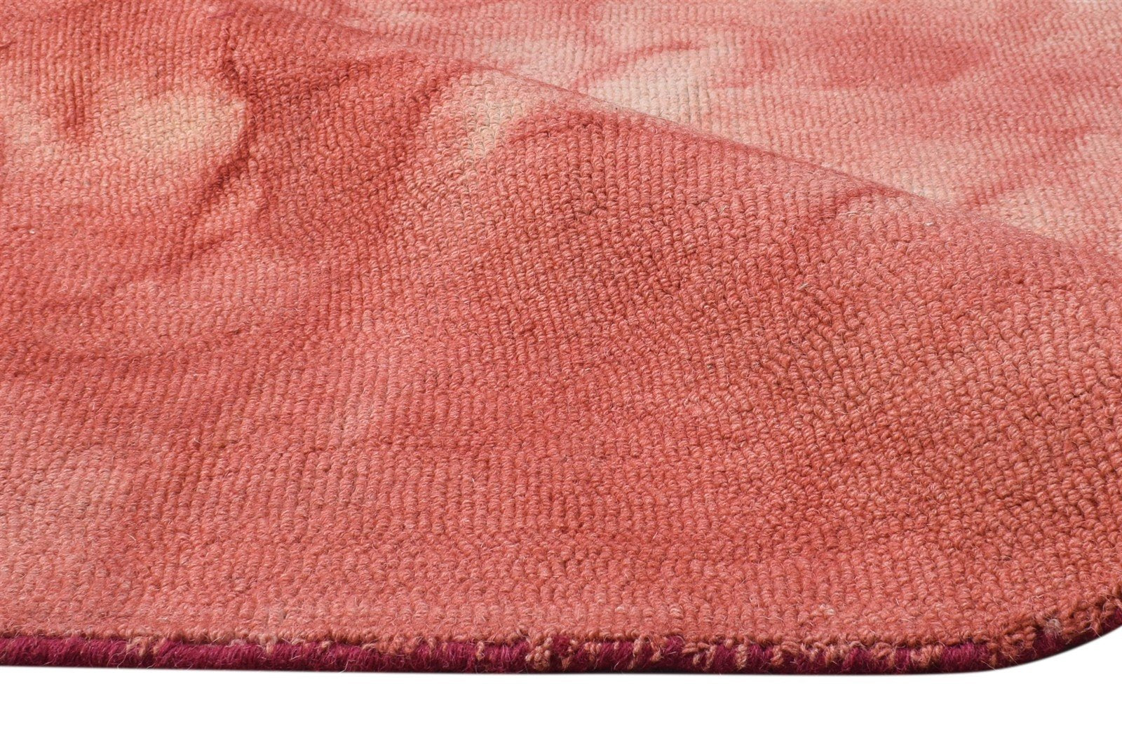 Red Wool Rug 5' X 8' Modern Hand Tufted Shibori Tie Dye Room Size Carpet 