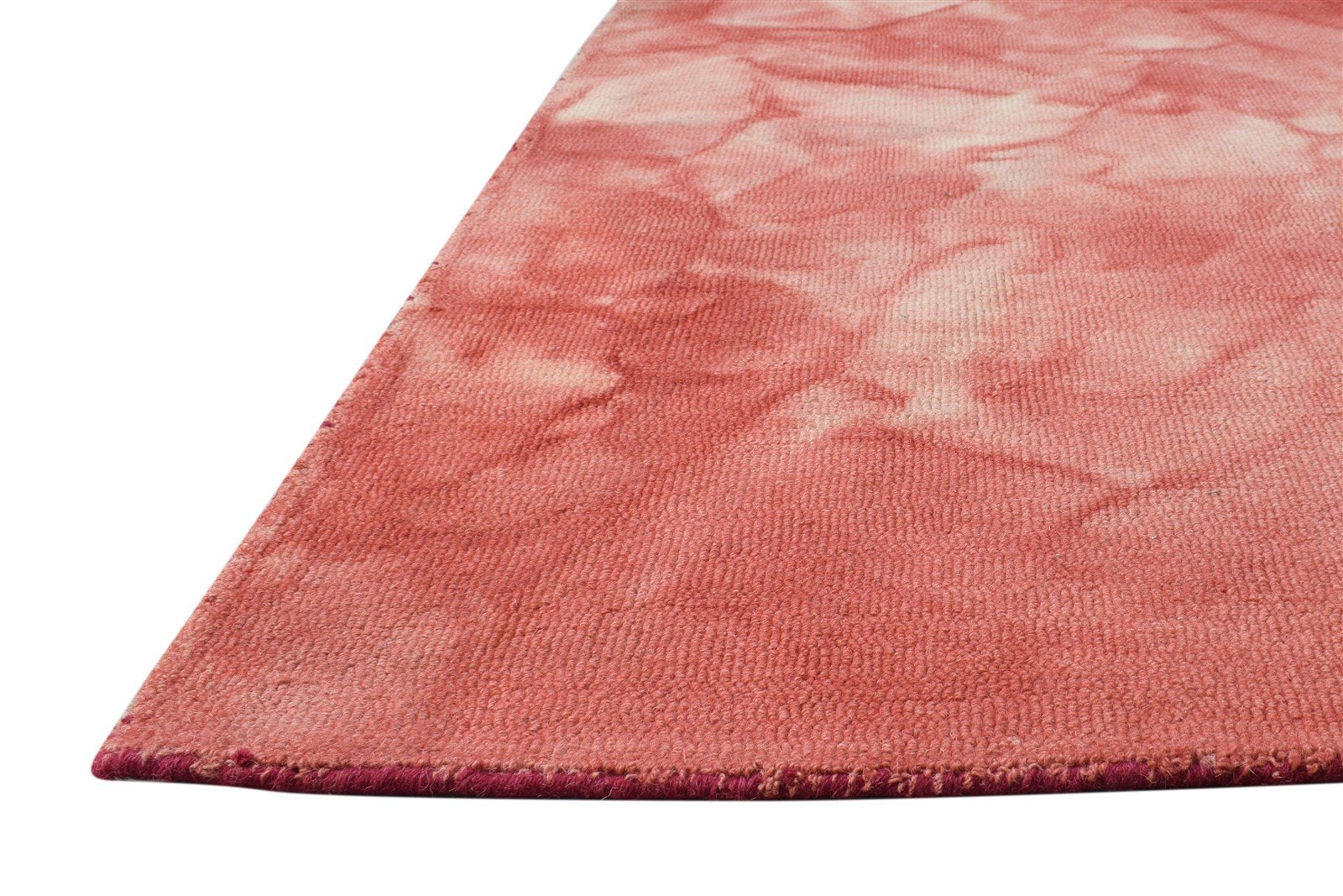 Red Wool Rug 5' X 8' Modern Hand Tufted Shibori Tie Dye Room Size Carpet 