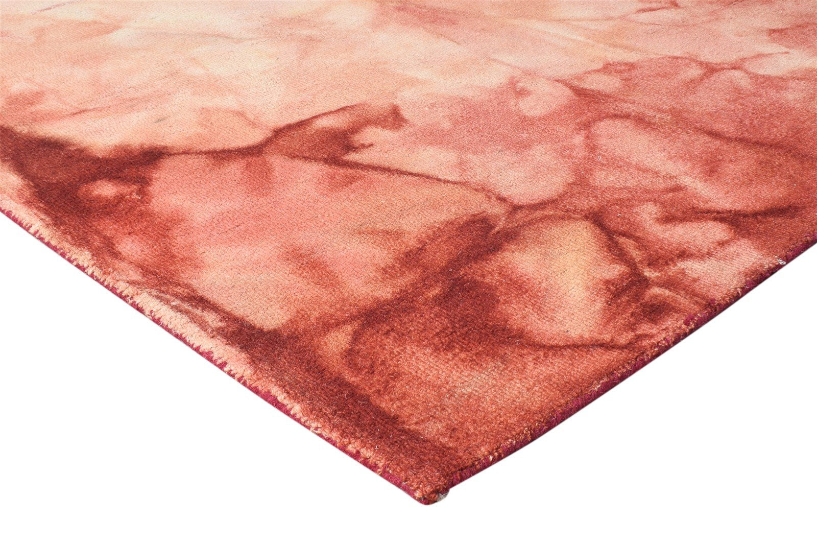 Wool Red Rug 5' X 8' Modern Hand Tufted Shibori Tie Dye Room Size Carpet 