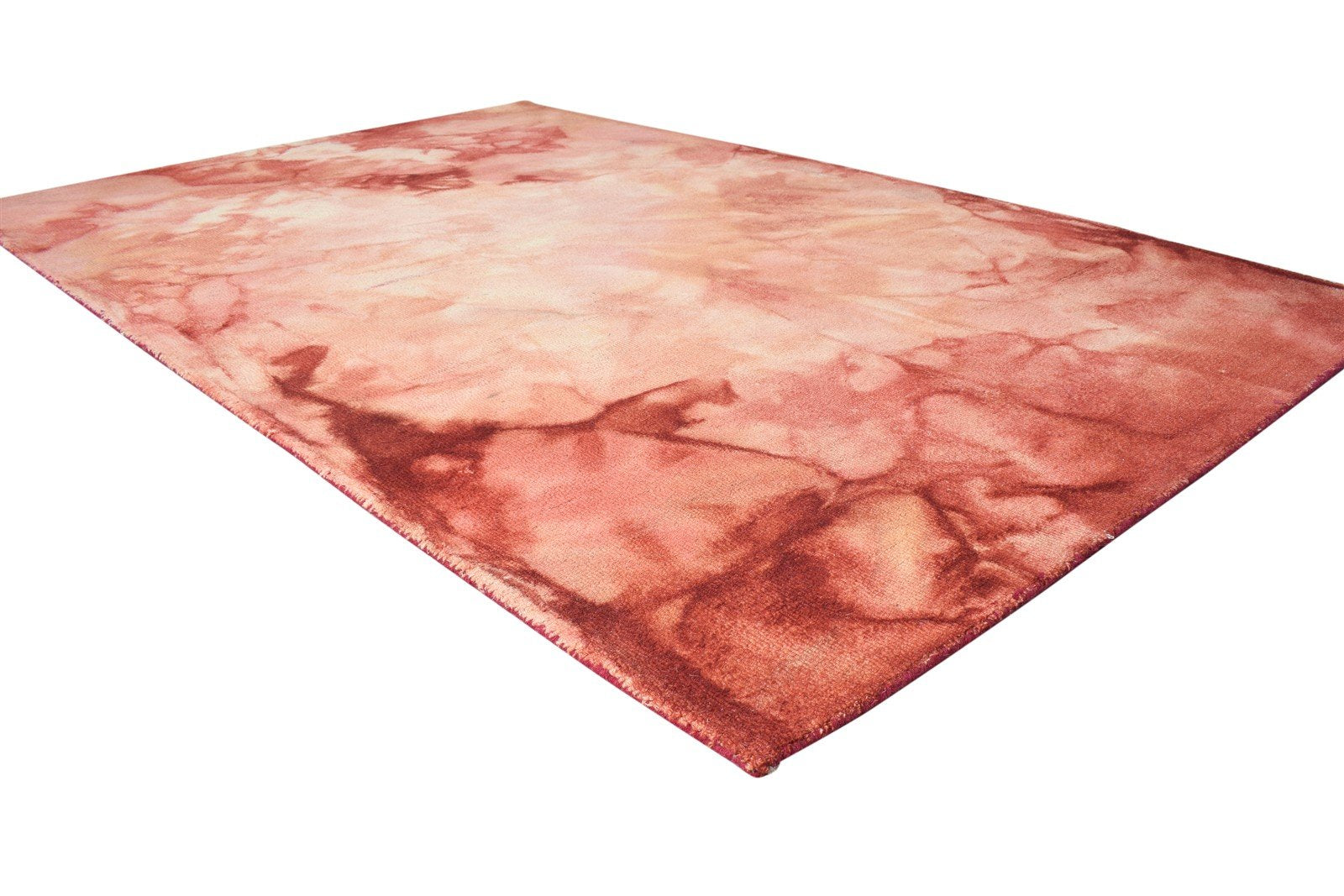 Wool Red Rug 5' X 8' Modern Hand Tufted Shibori Tie Dye Room Size Carpet 