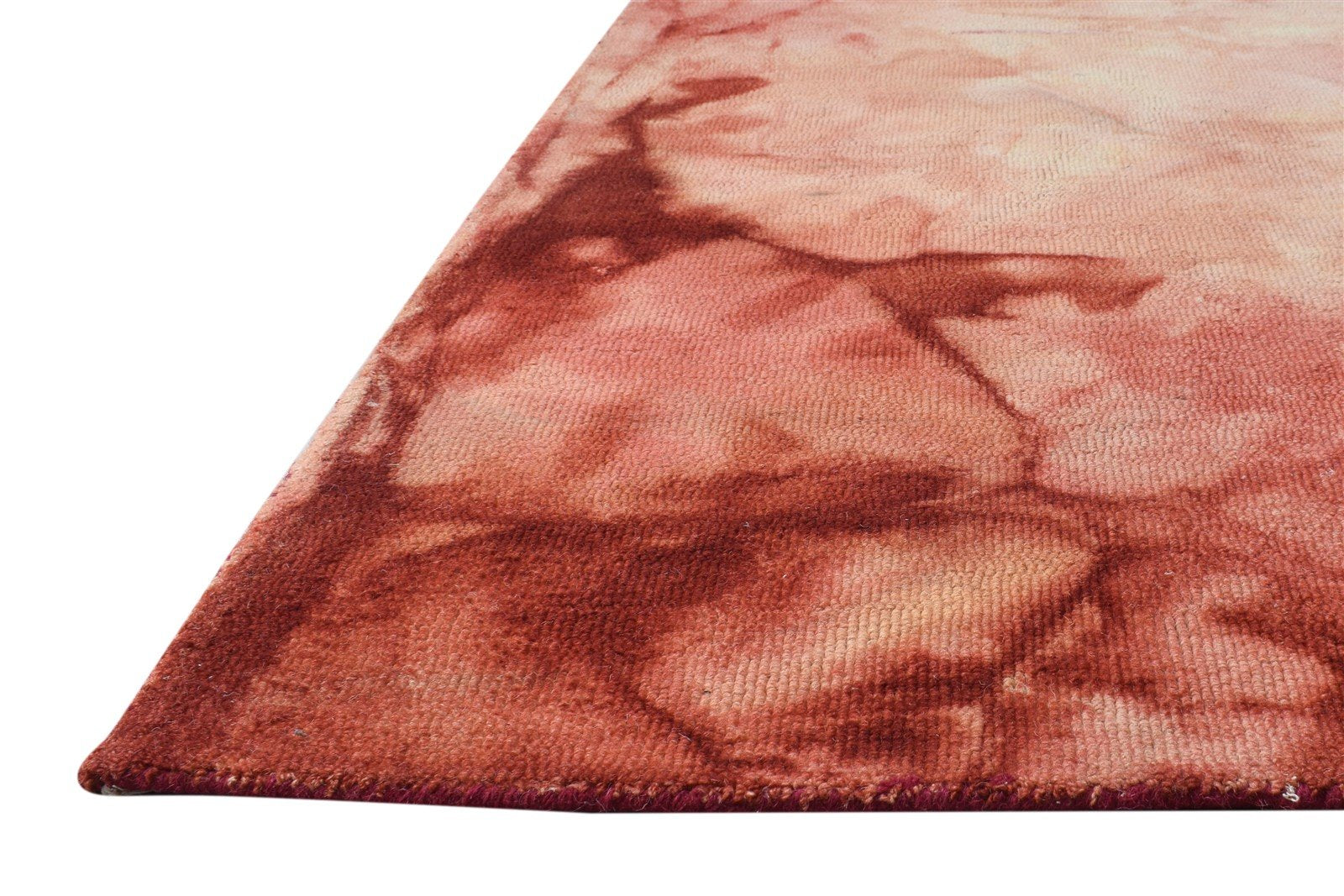 Wool Red Rug 5' X 8' Modern Hand Tufted Shibori Tie Dye Room Size Carpet 