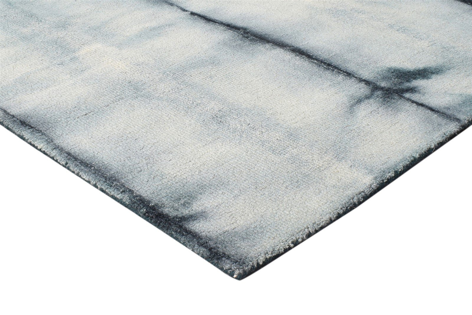 5' X 8' Rug Wool Charcoal Modern Hand Tufted Shibori Tie Dye Room Size Carpet 